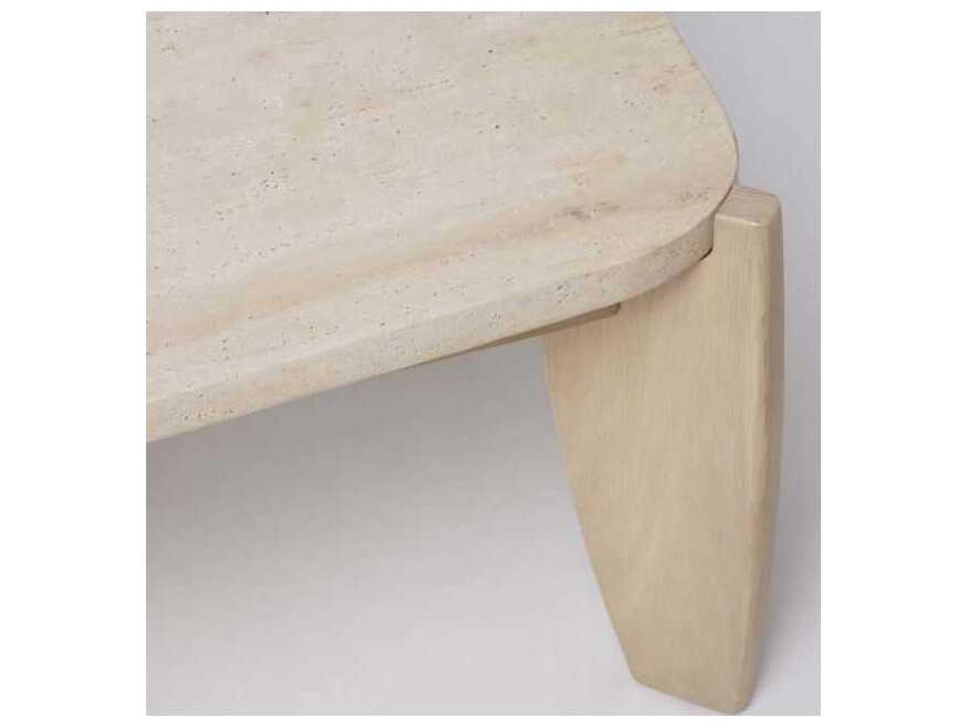 Interlude Home Rocco Rectangular Stone Raw Travertine Saddle Coffee Table