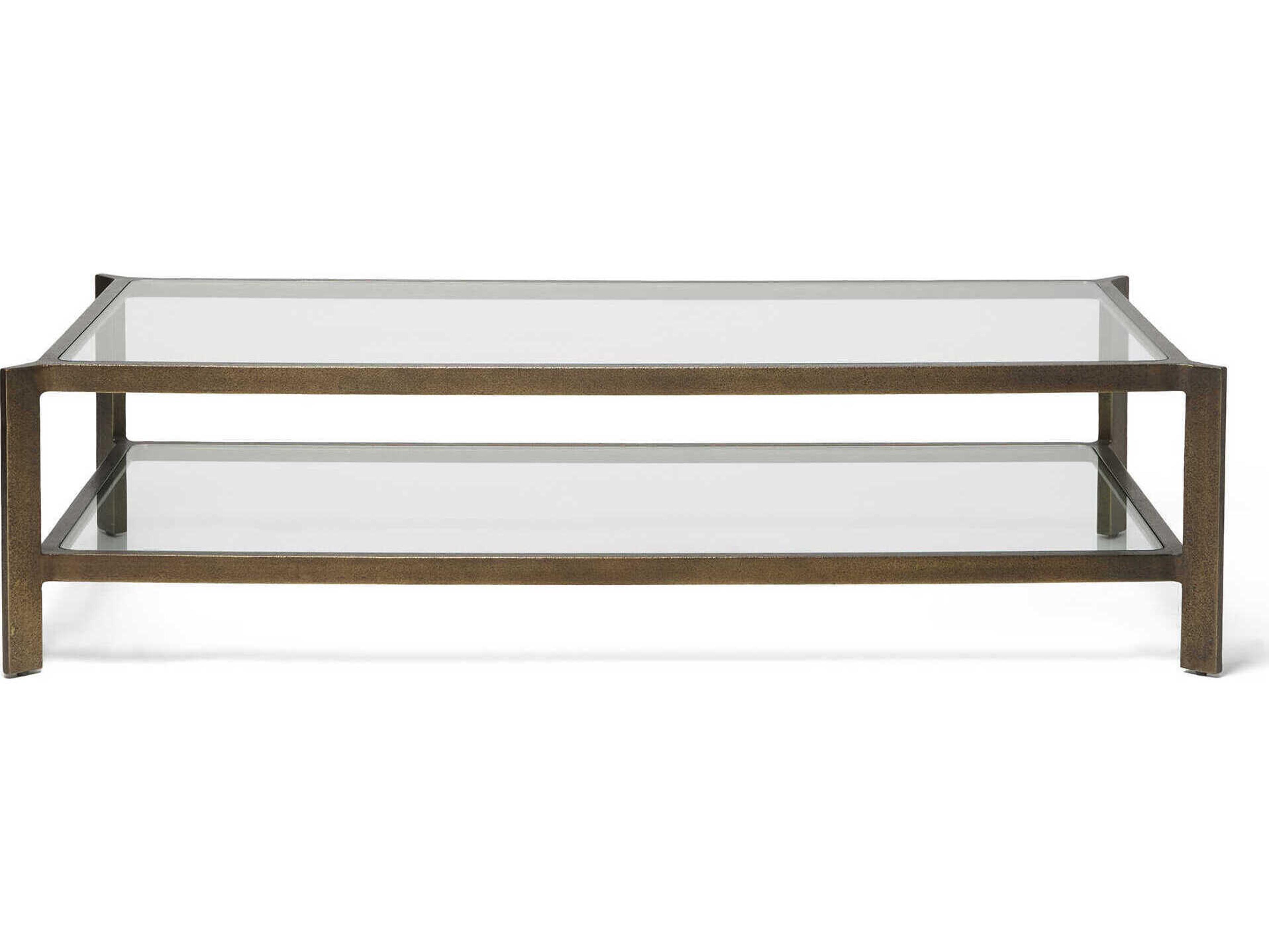 Interlude Home Linley Rectangular Deep Bronze Clear Glass Coffee Table