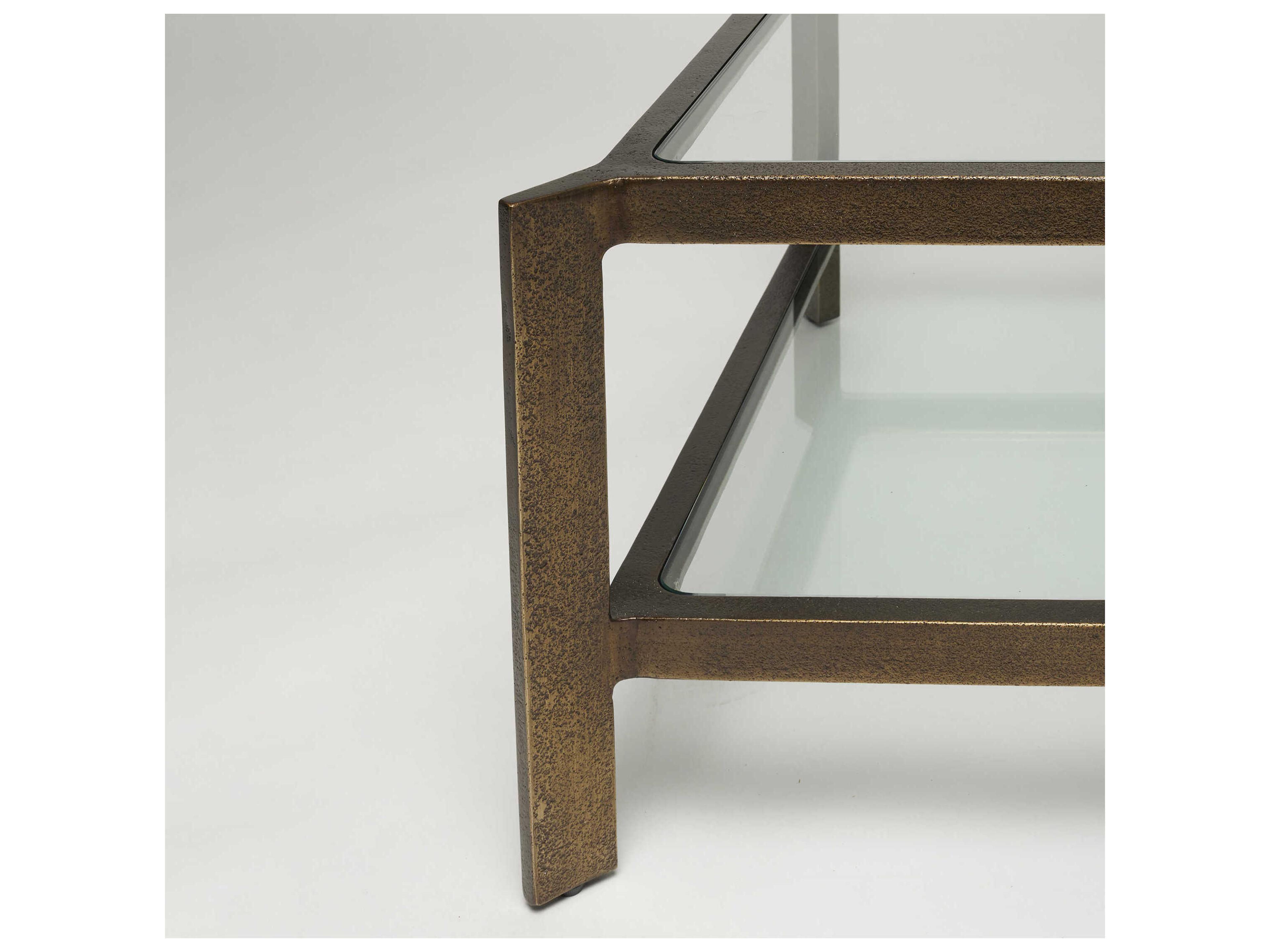 Interlude Home Linley Rectangular Deep Bronze Clear Glass Coffee Table