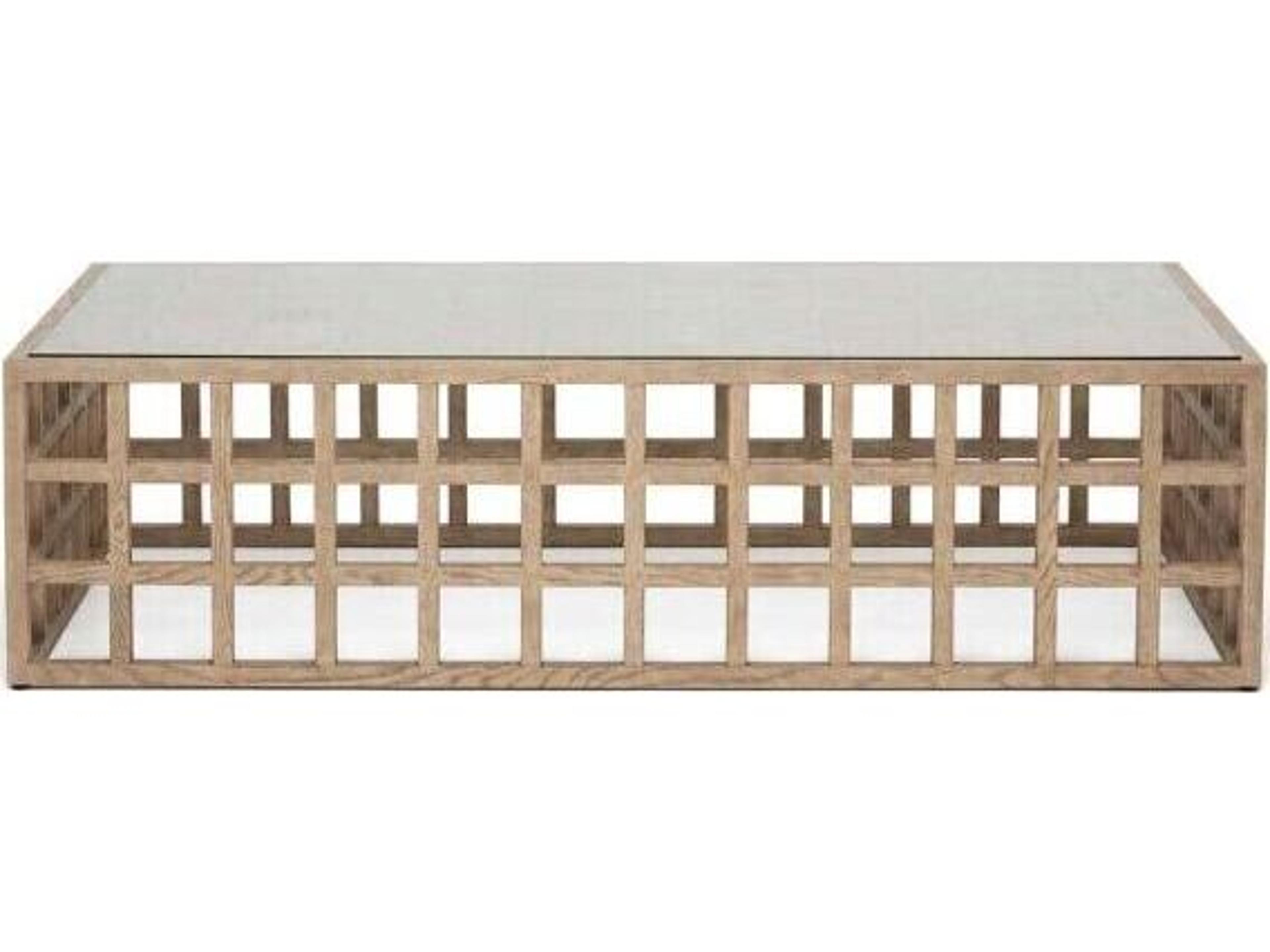 Interlude Home Corinne Rectangular Glass Washed Taupe Clear Coffee Table