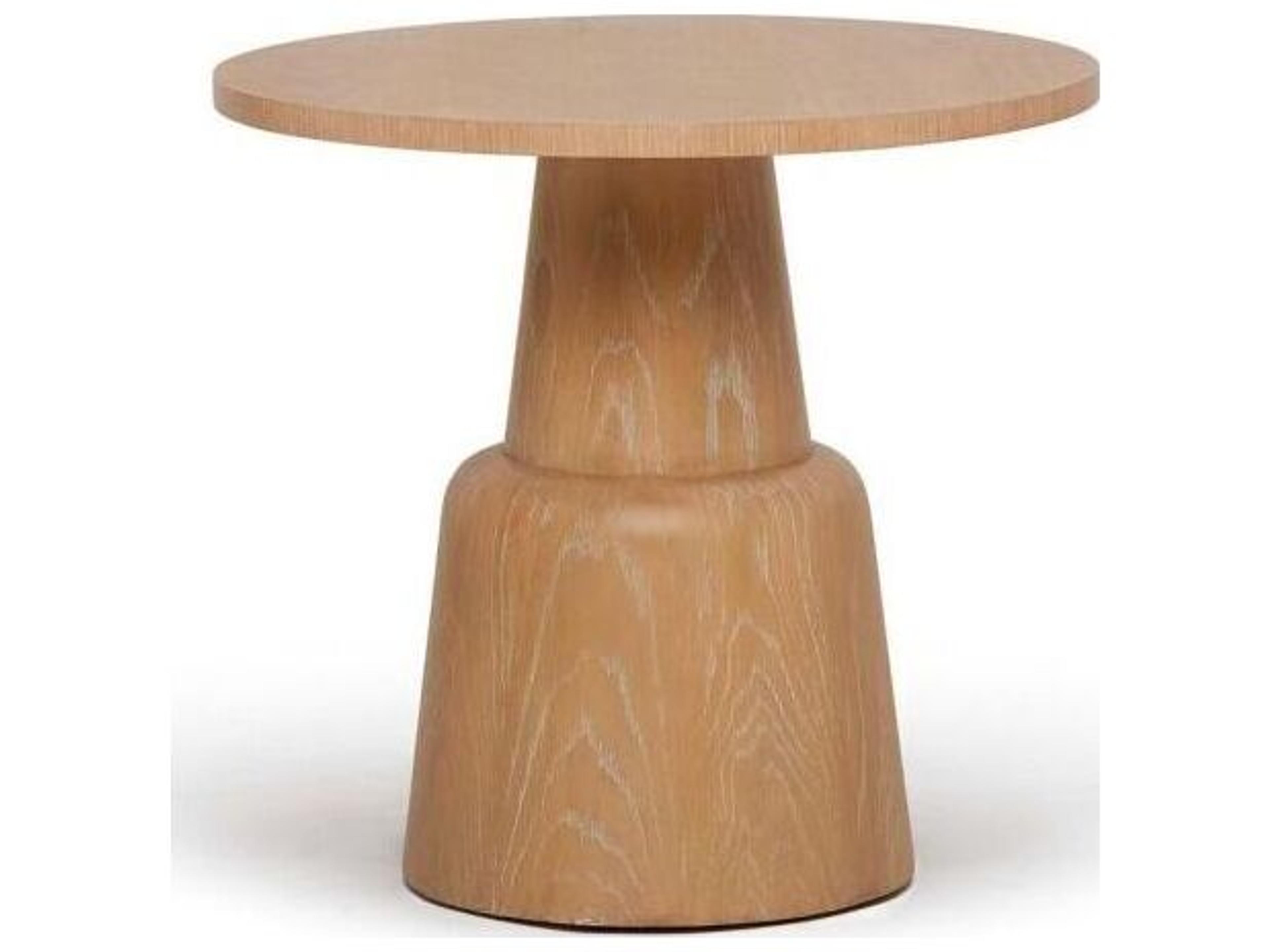Graves Round Wood Saddle End Table