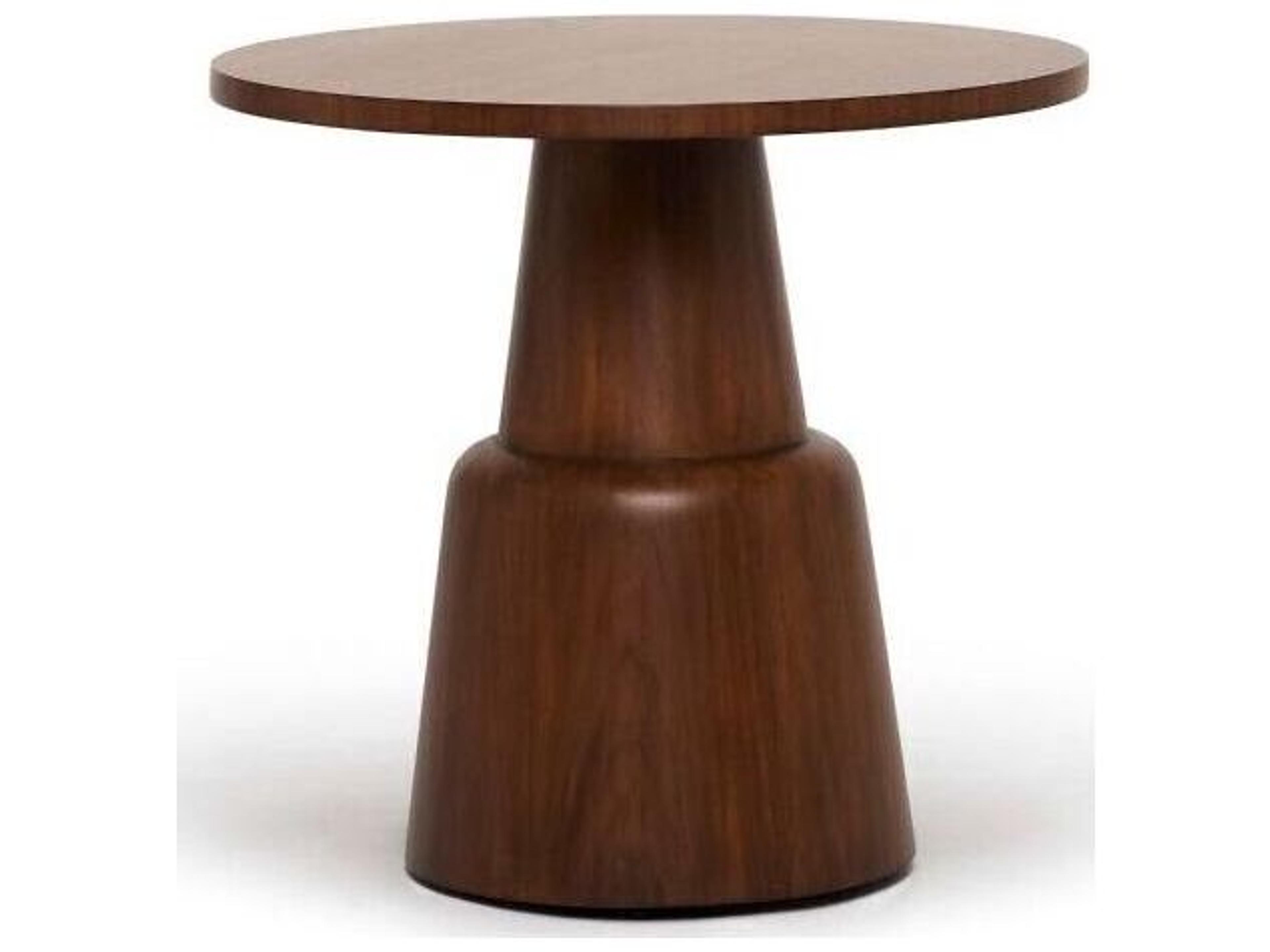 Graves Round Wood Classic Walnut End Table