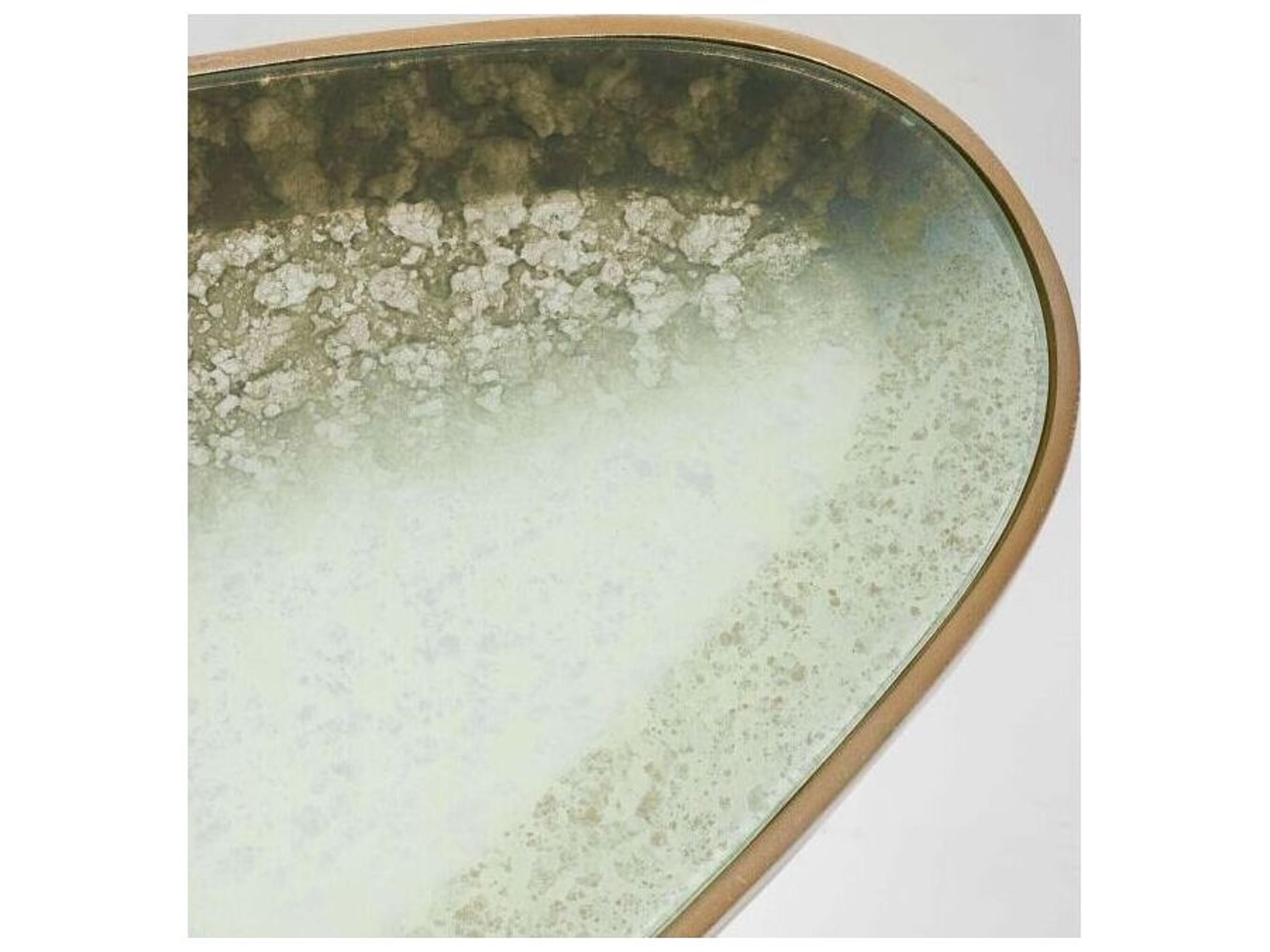 Interlude Home Jan Oval Champagne Taupe Grey Glass Coffee Table