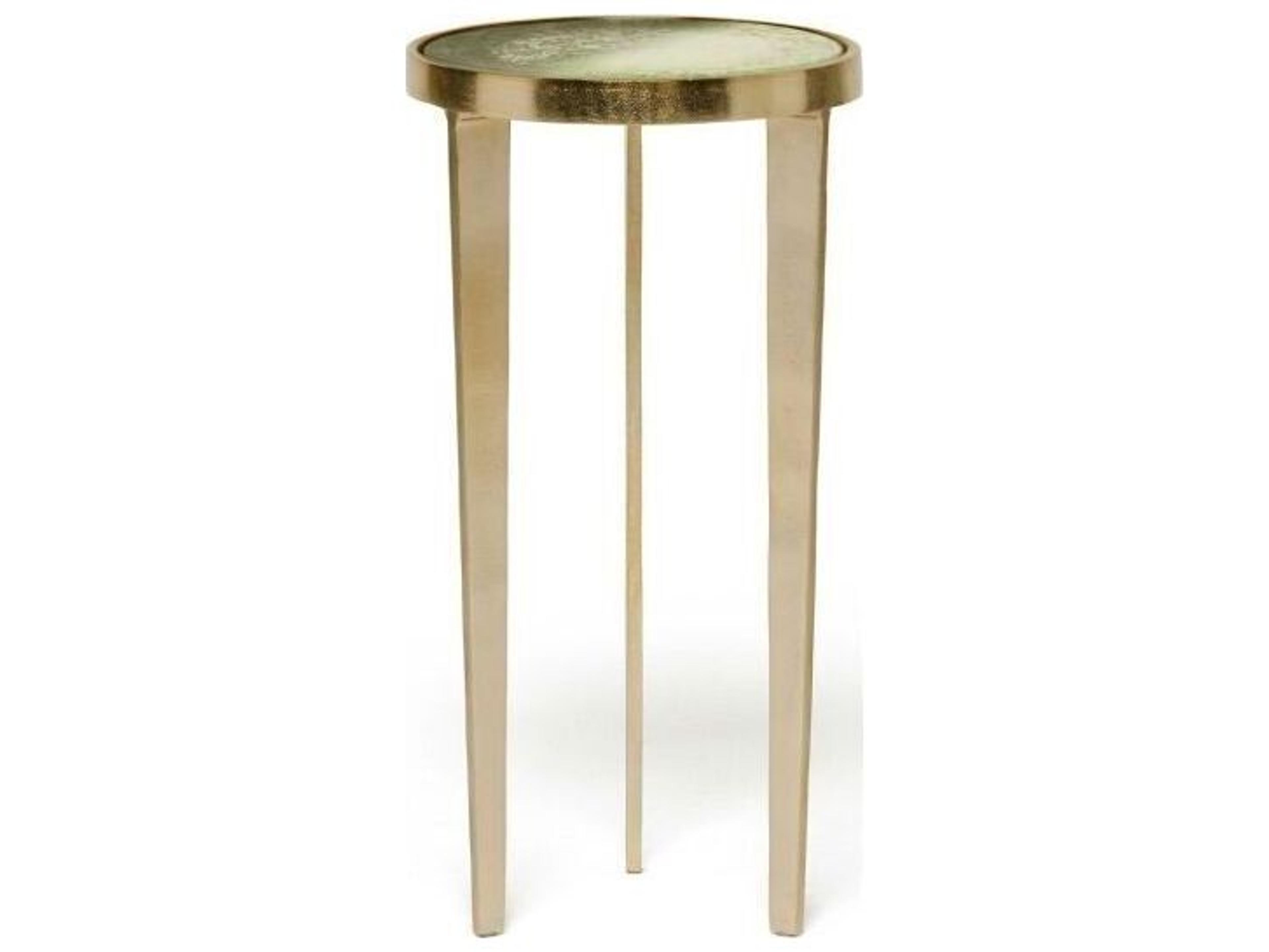 Jan Round Glass Champagne Taupe Grey End Table