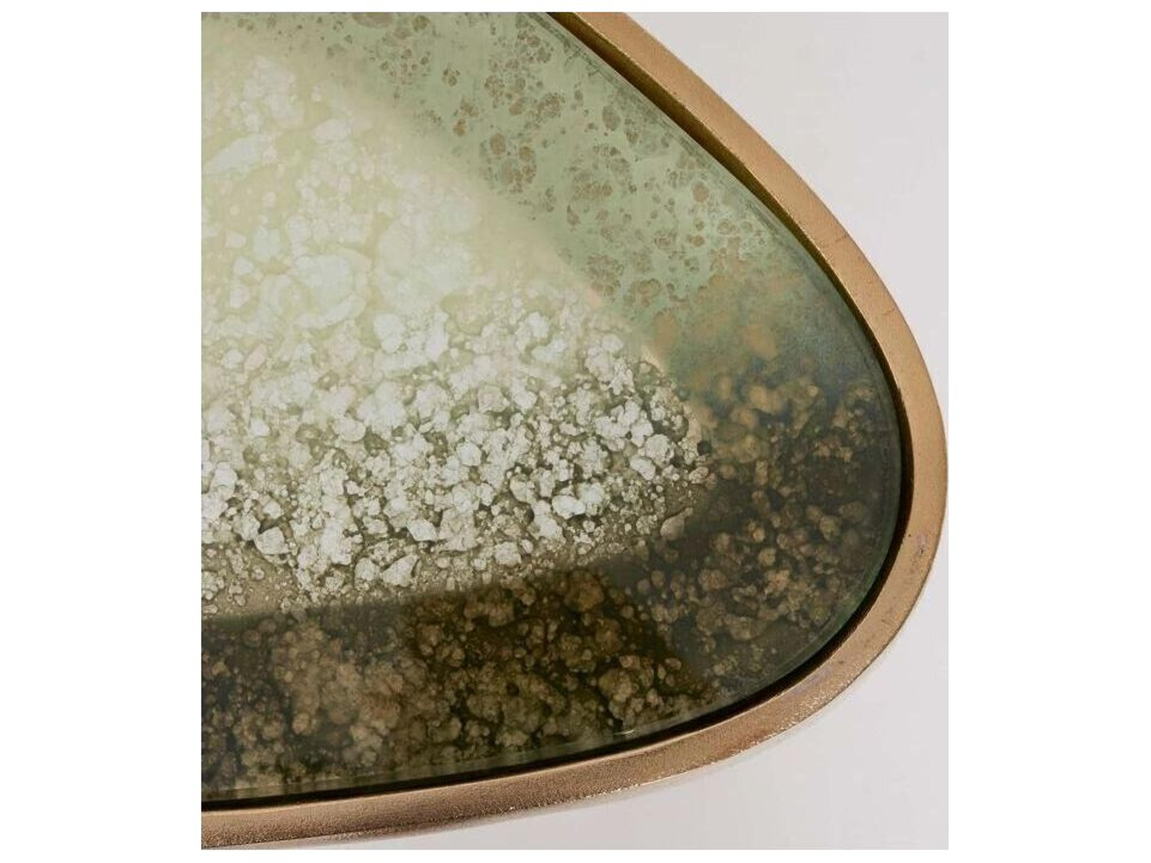 Interlude Home Jan Round Glass Champagne Taupe Grey End Table