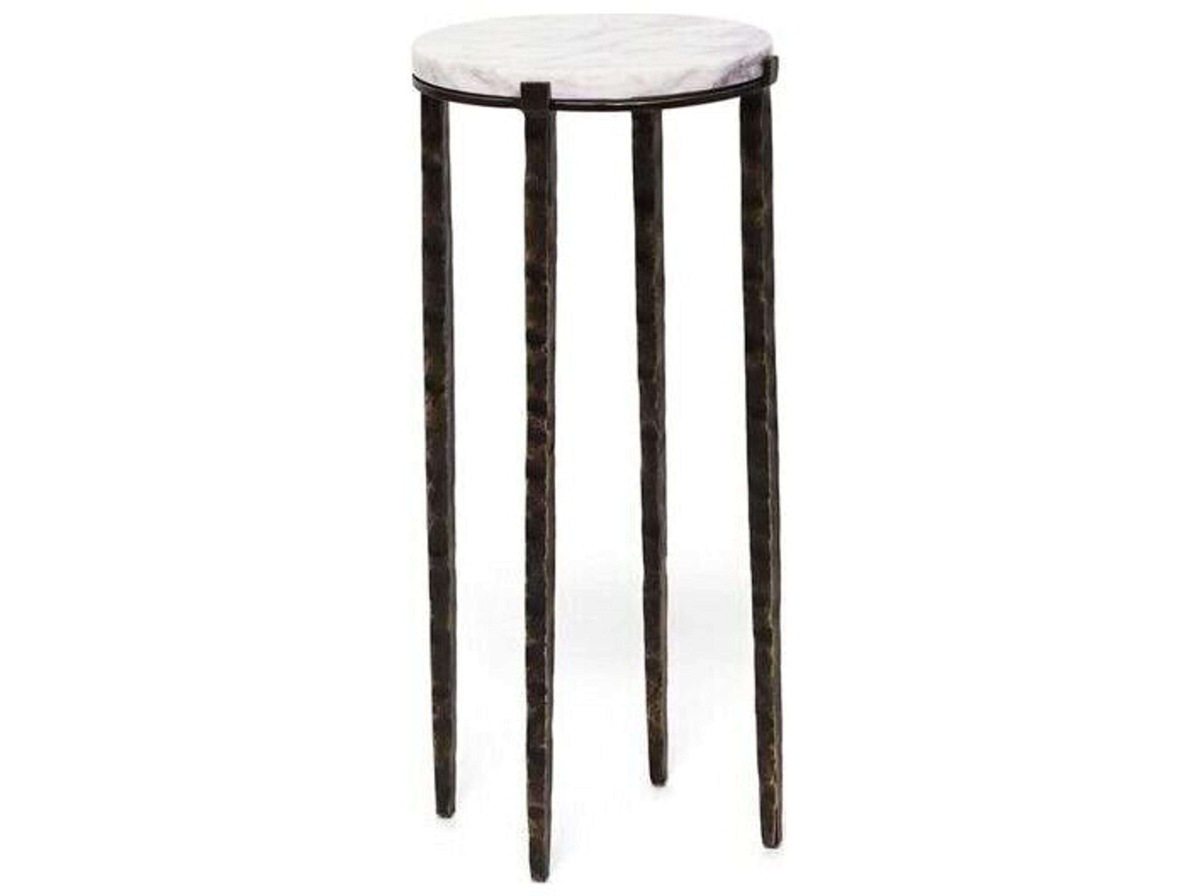 Como Round Marble Gilded Bronze Salt End Table