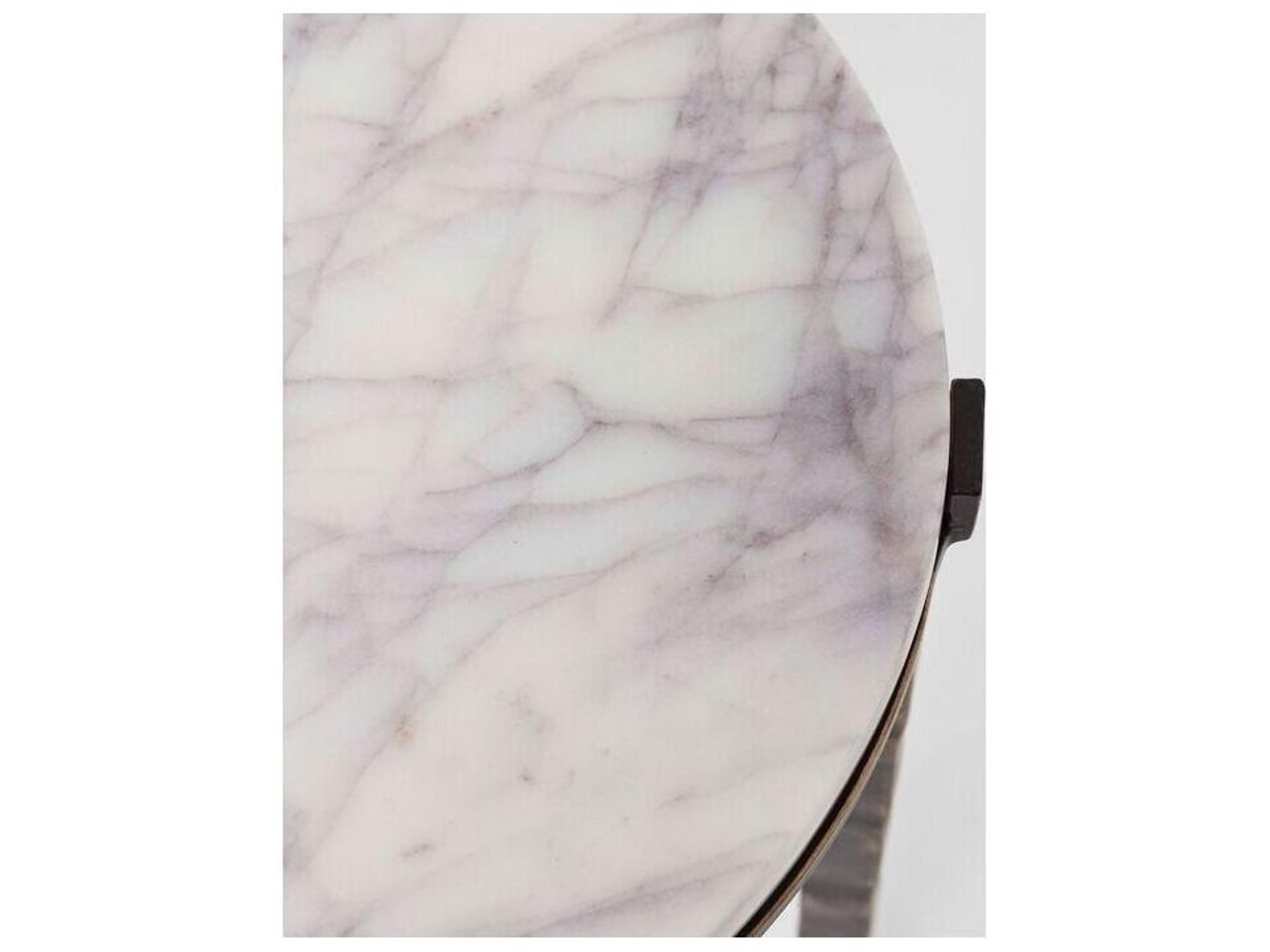 Interlude Home Como Round Marble Gilded Bronze Salt End Table