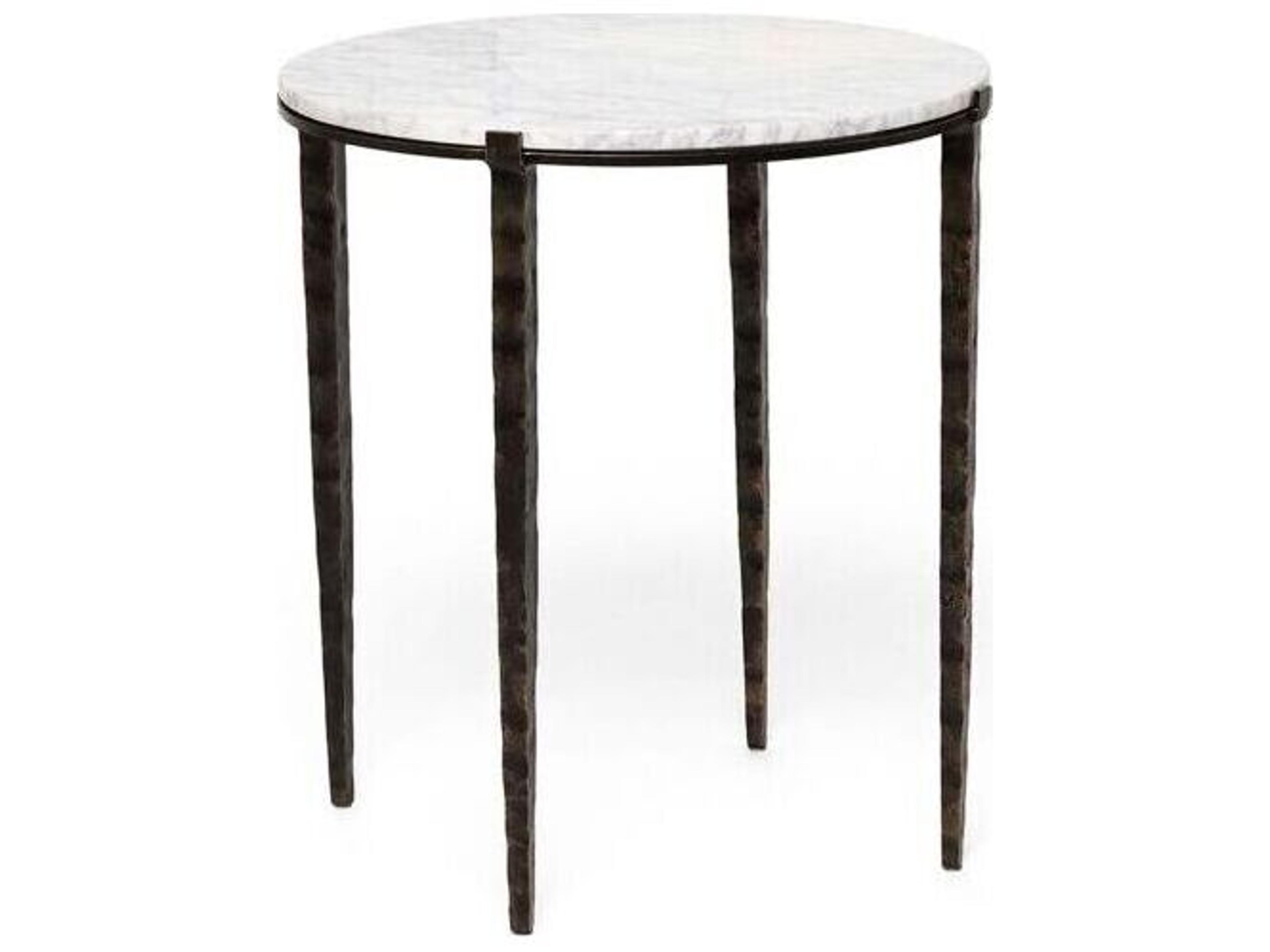 Como Round Marble Gilded Bronze Salt End Table