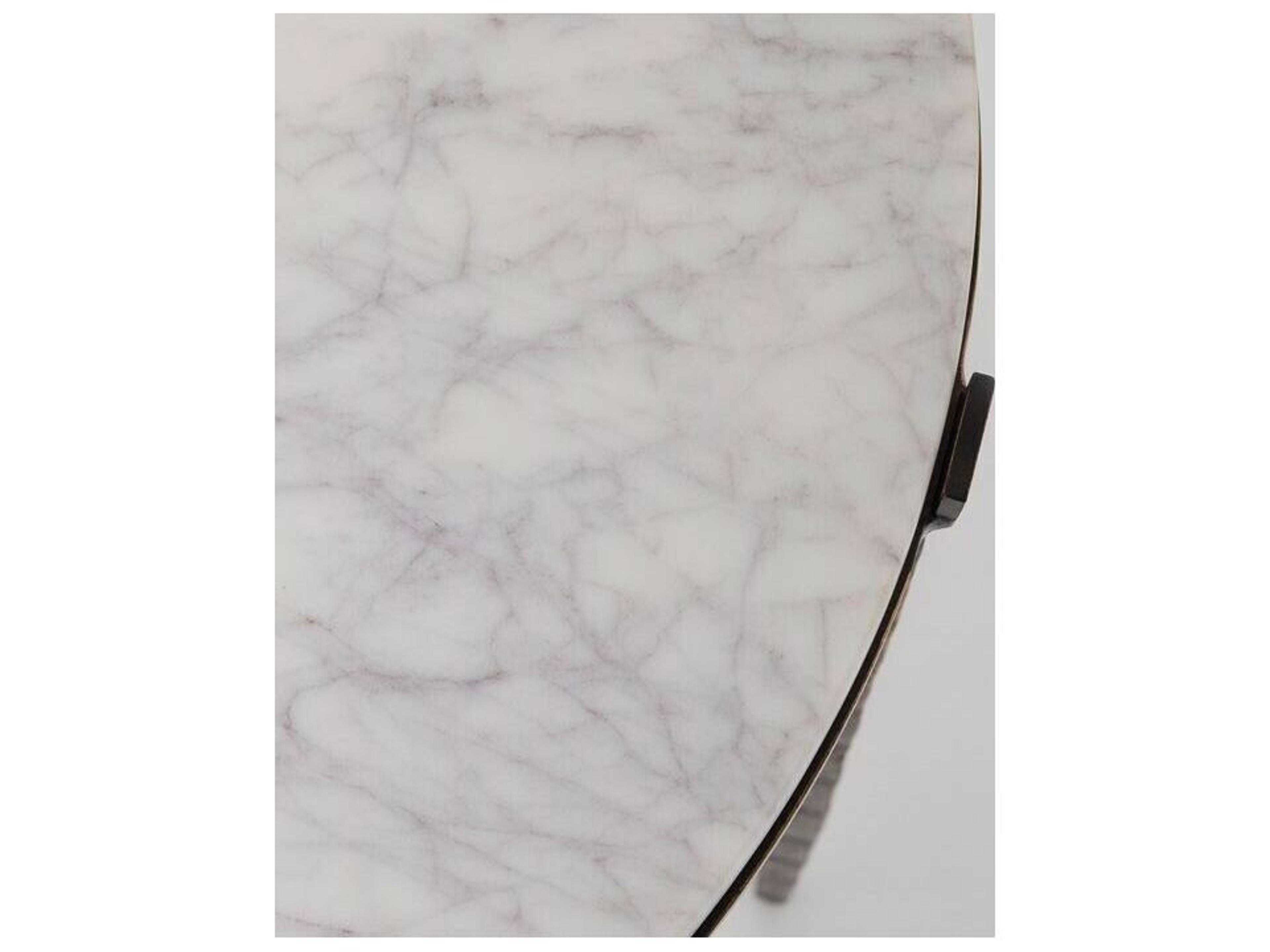 Interlude Home Como Round Marble Gilded Bronze Salt End Table