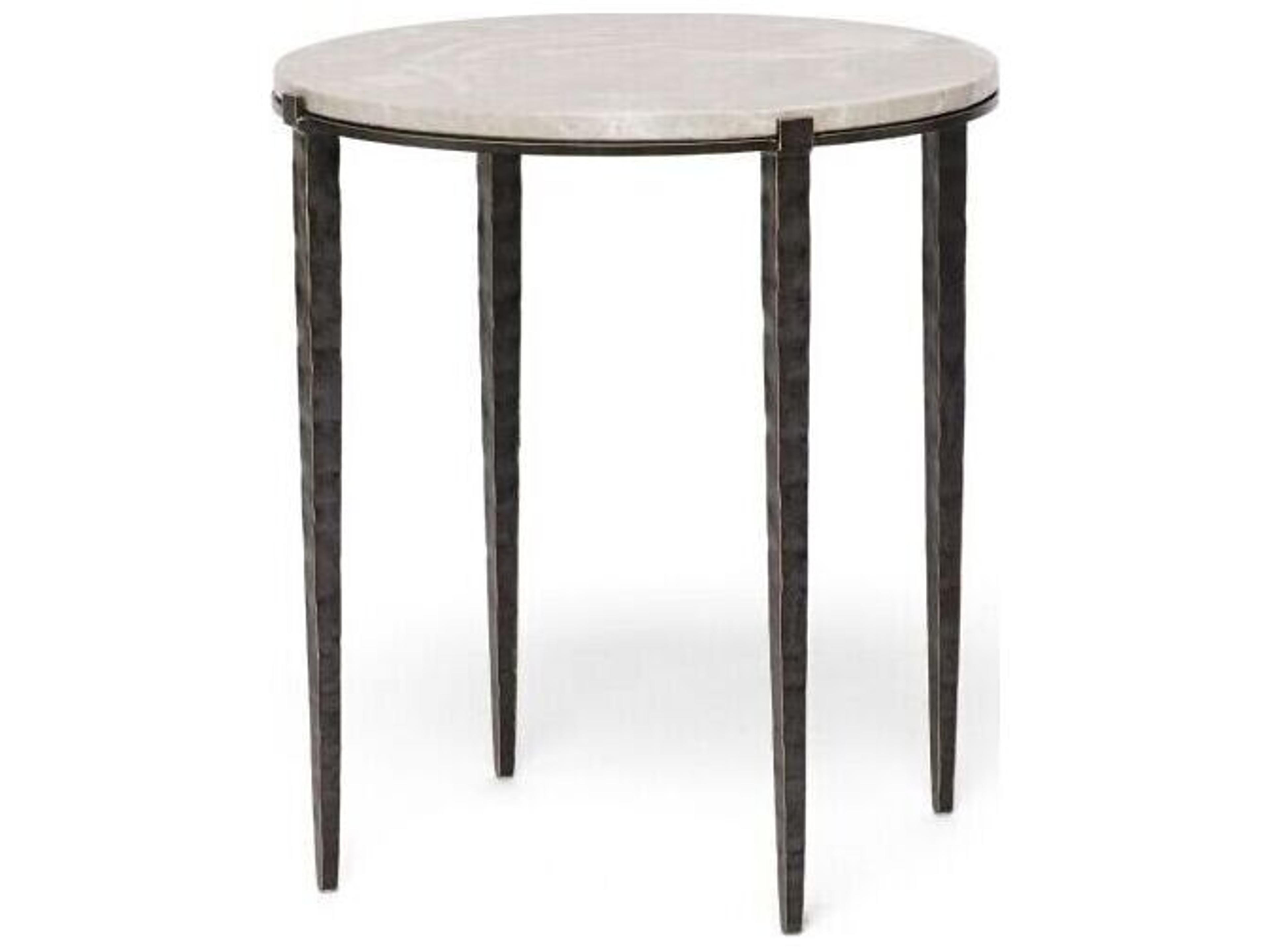 Como Round Marble Gilded Bronze Sahara End Table
