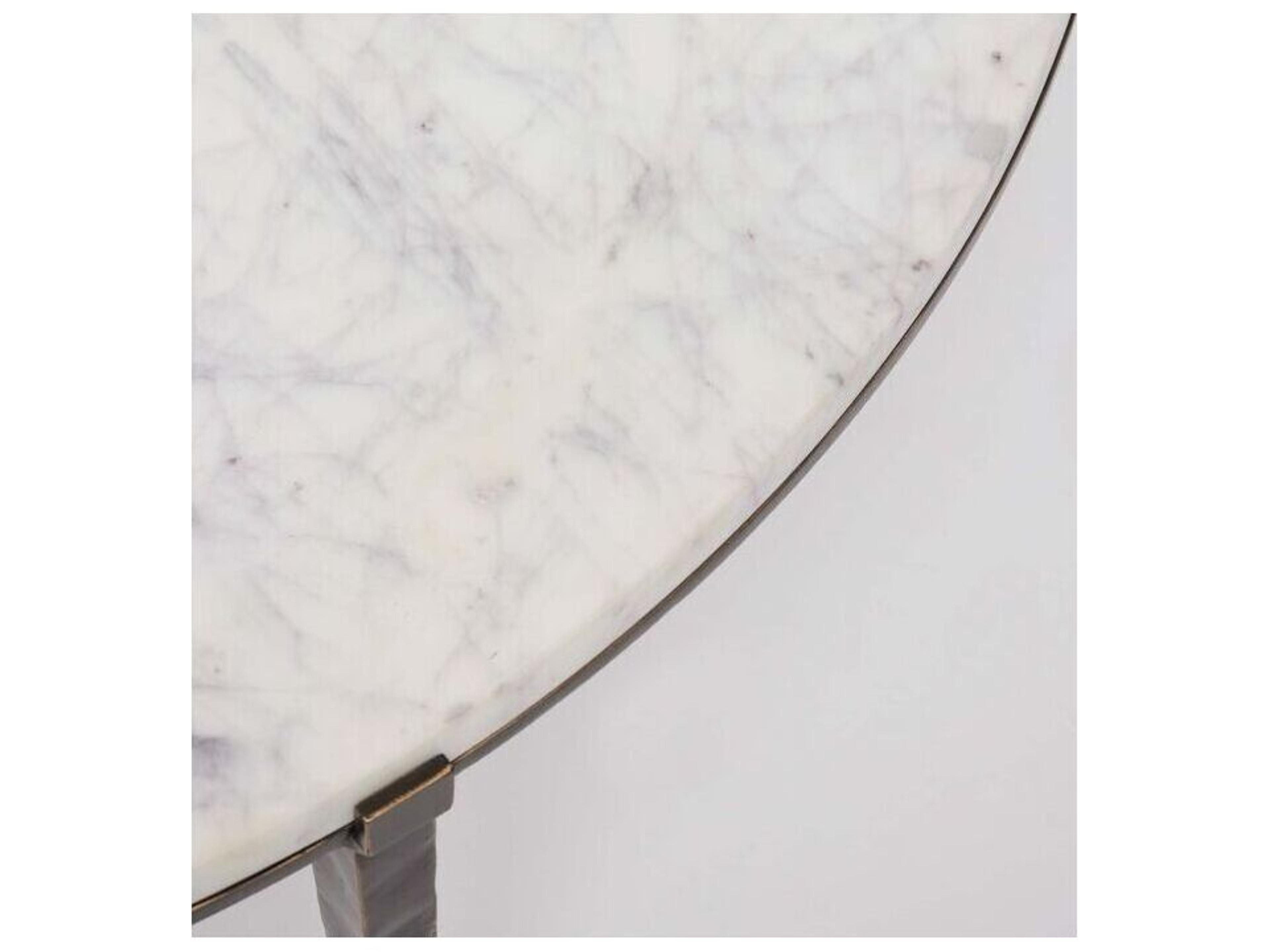 Interlude Home Como Round Marble Gilded Bronze Salt Coffee Table