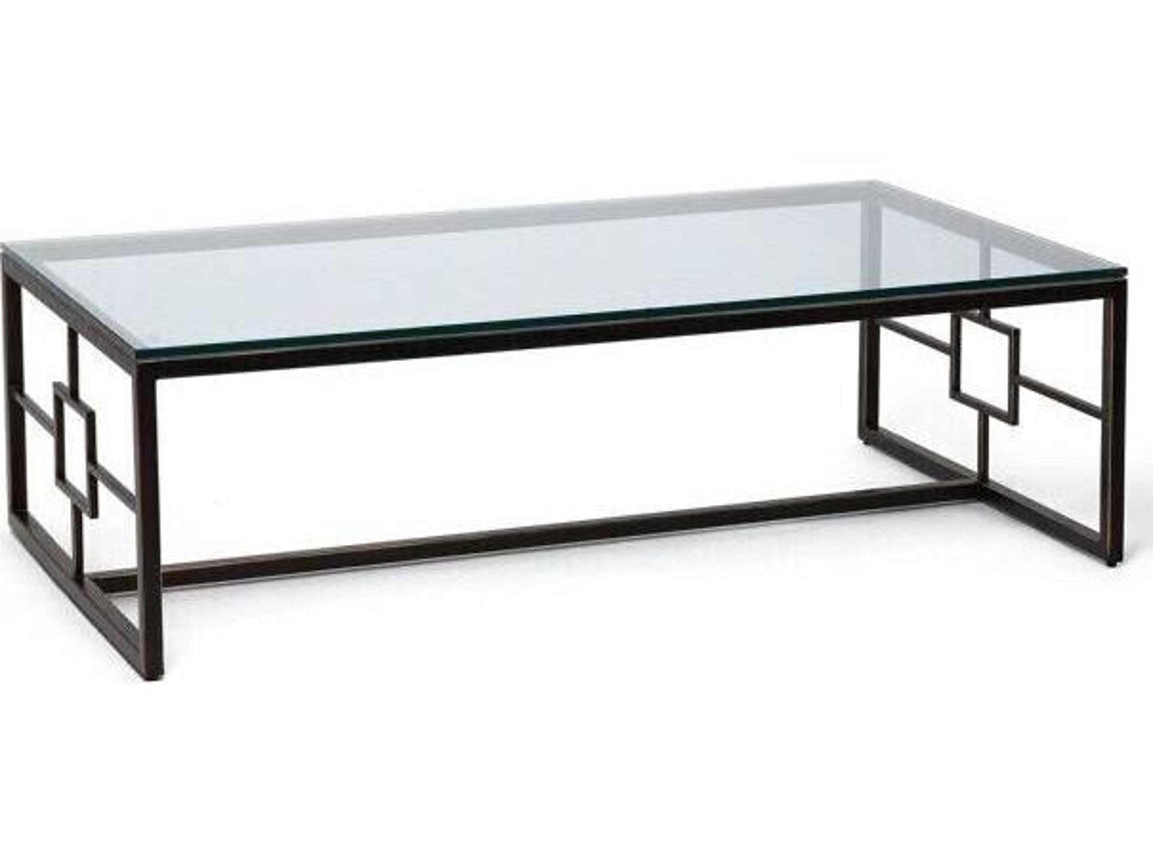 Somrig Rectangular Glass Gilded Bronze Clear Coffee Table