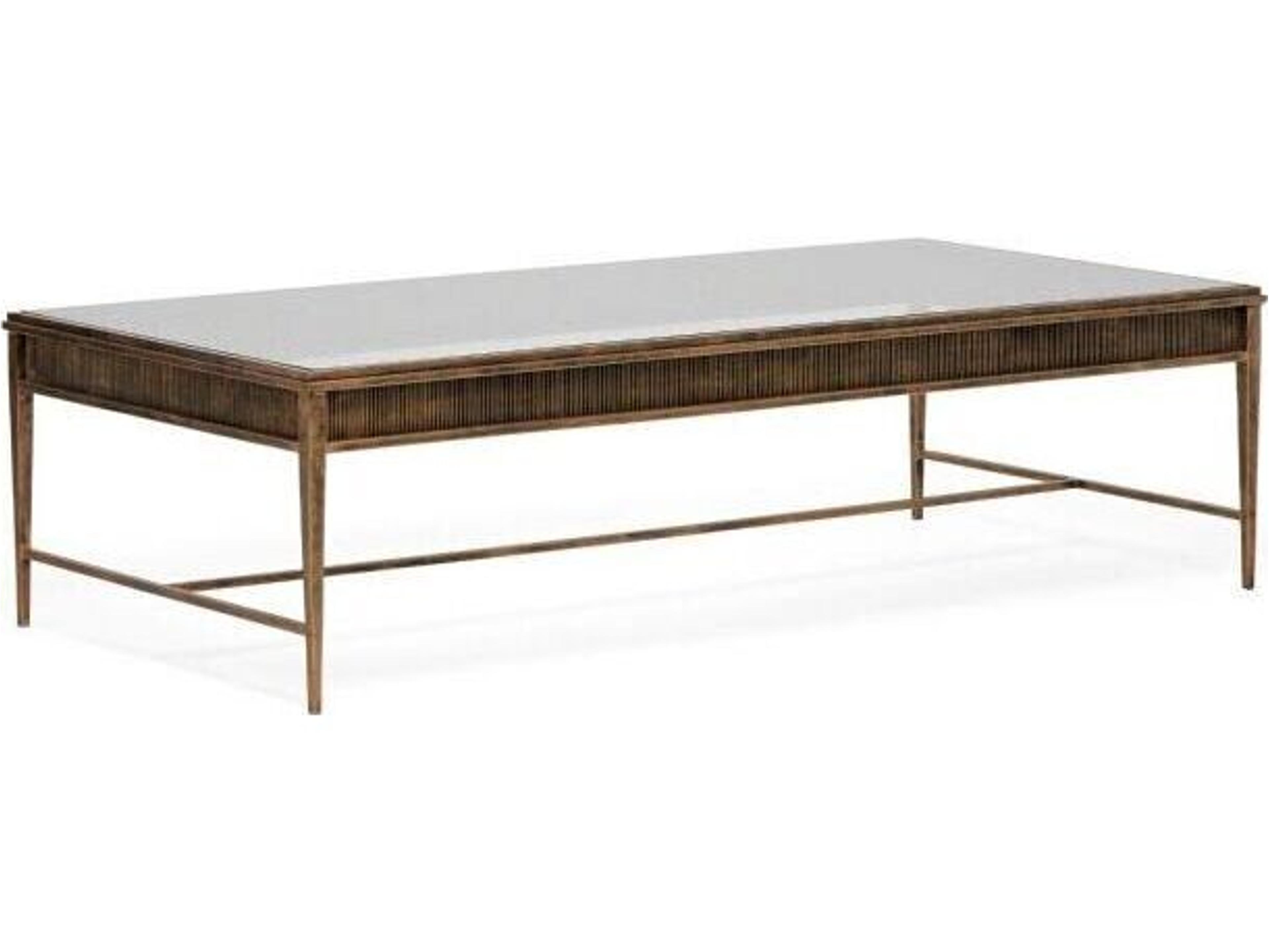 Camille Rectangular Glass Gilded Brass Clear Coffee Table