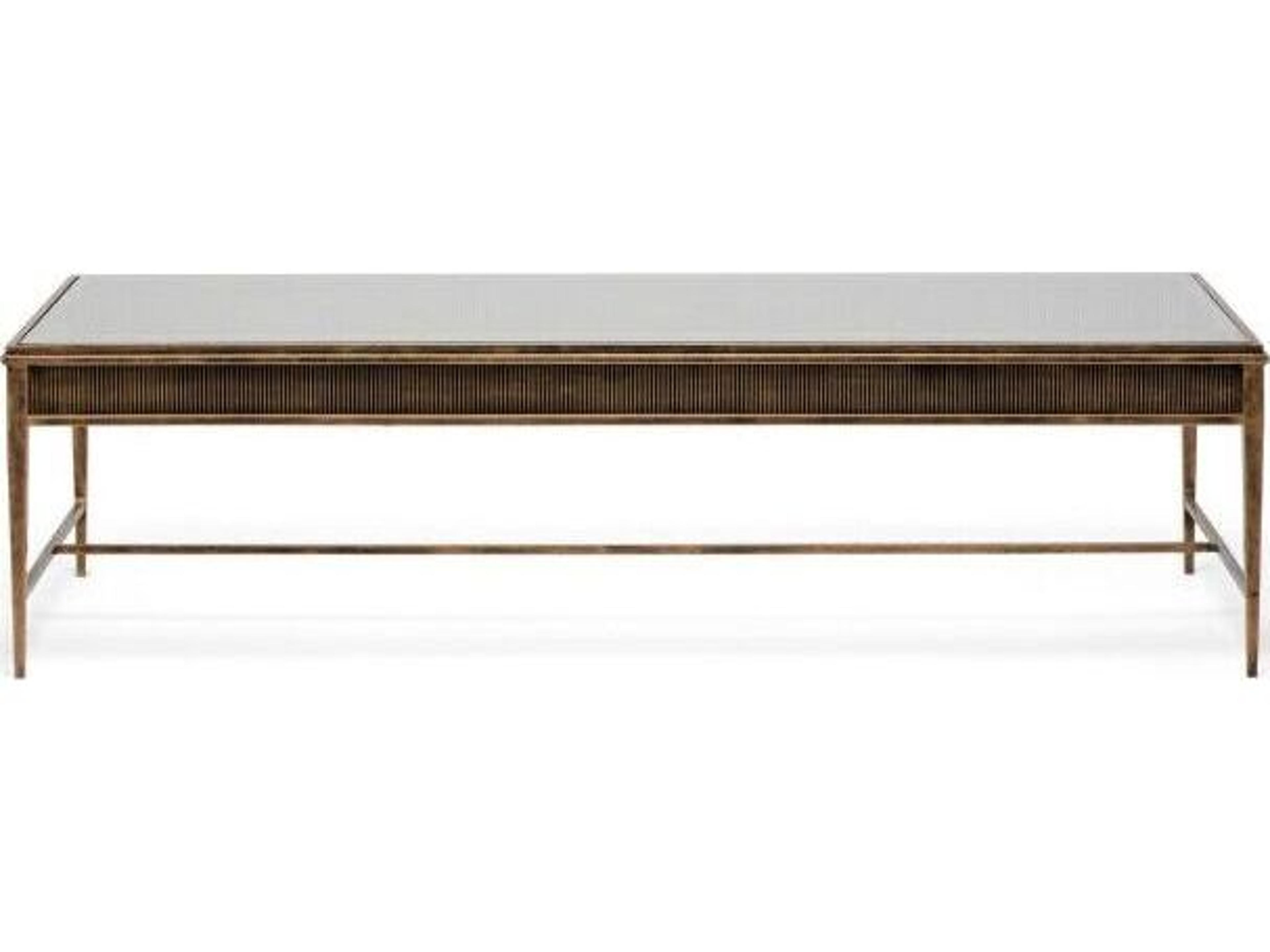 Interlude Home Camille Rectangular Glass Gilded Brass Clear Coffee Table