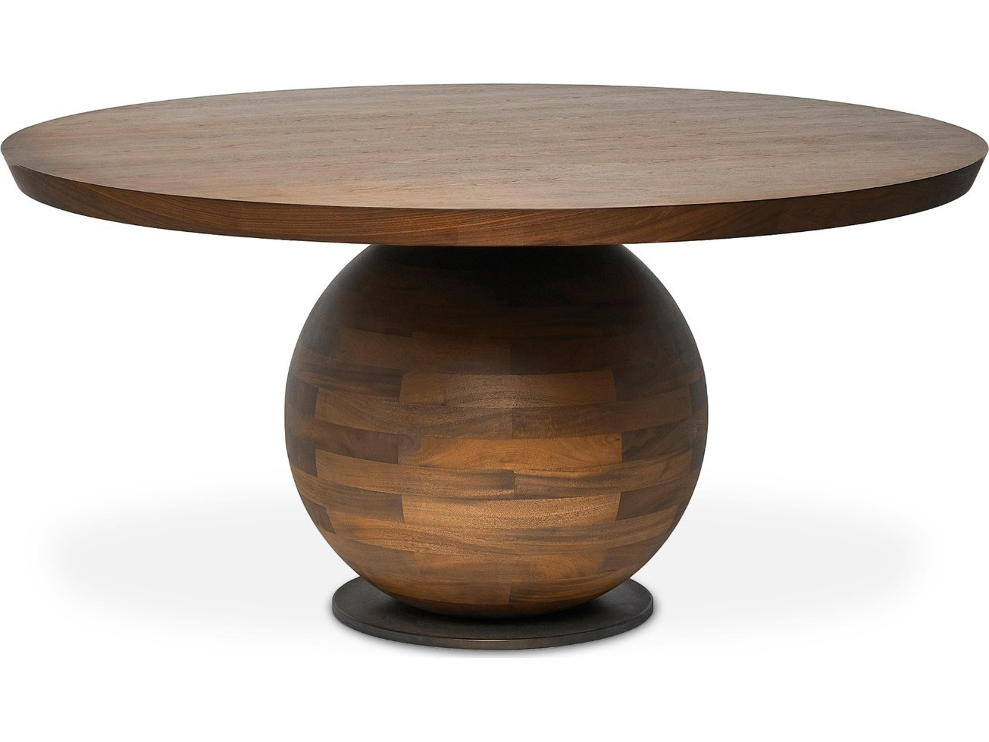 Carter Round Wood Classic Walnut Deep Bronze Dining Table