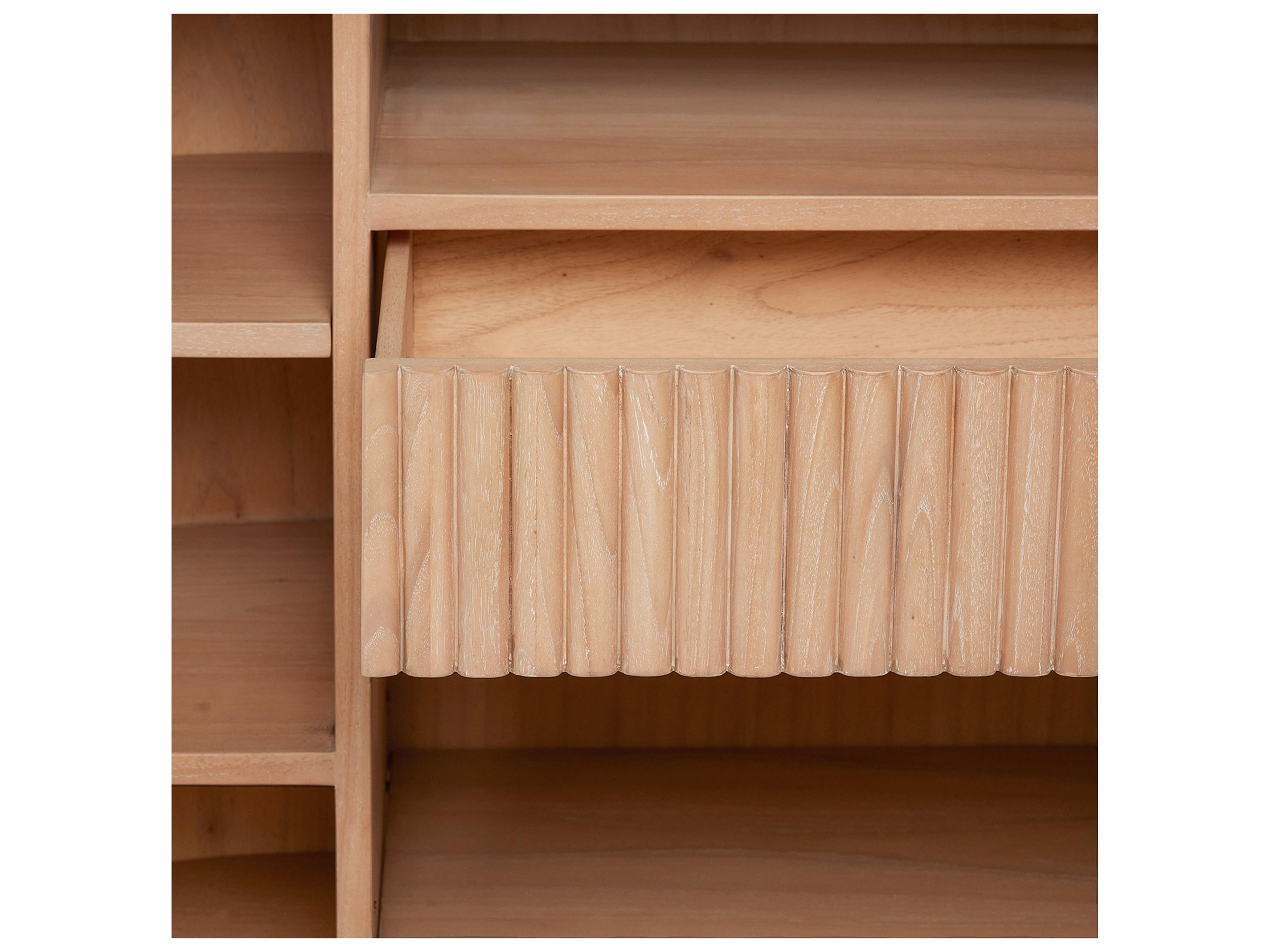 Interlude Home Anton Natural Mindi Wood Husk Honey Deep Bronze Bar Cabinet