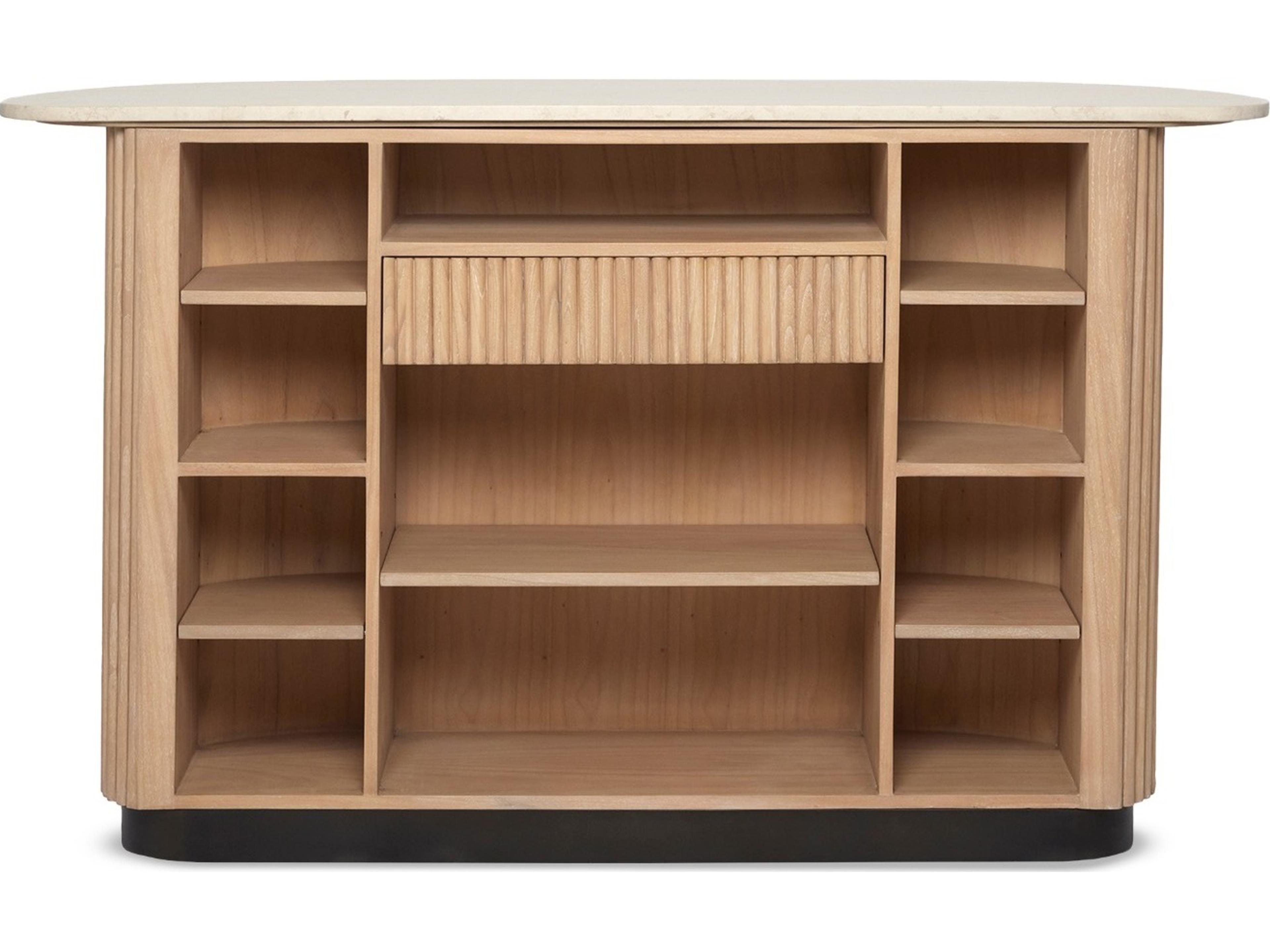 Interlude Home Anton Natural Mindi Wood Husk Honey Deep Bronze Bar Cabinet