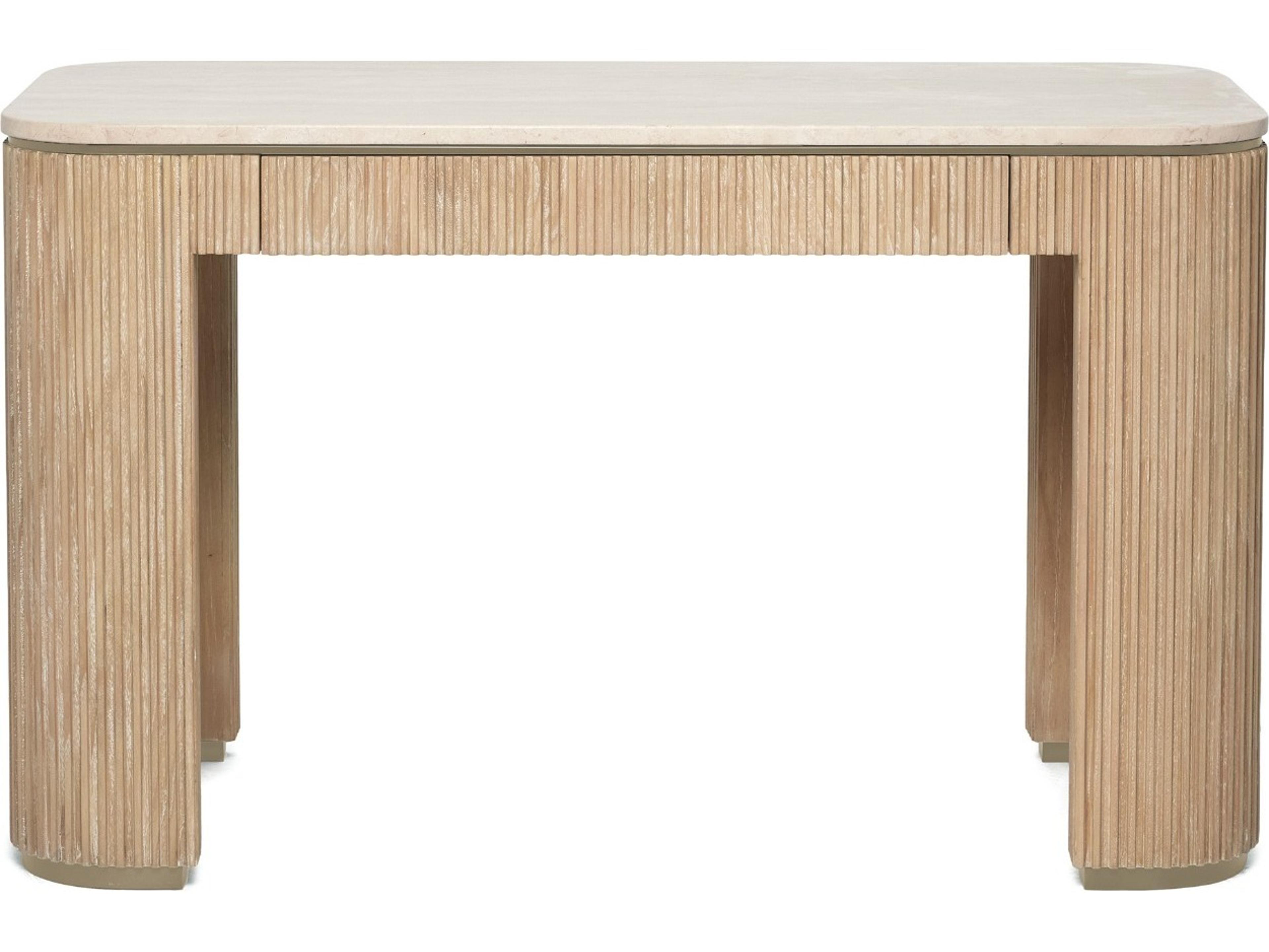 Interlude Home Morrison Husk Honey Champagne Silver Beige Mindi Wood Writing Desk