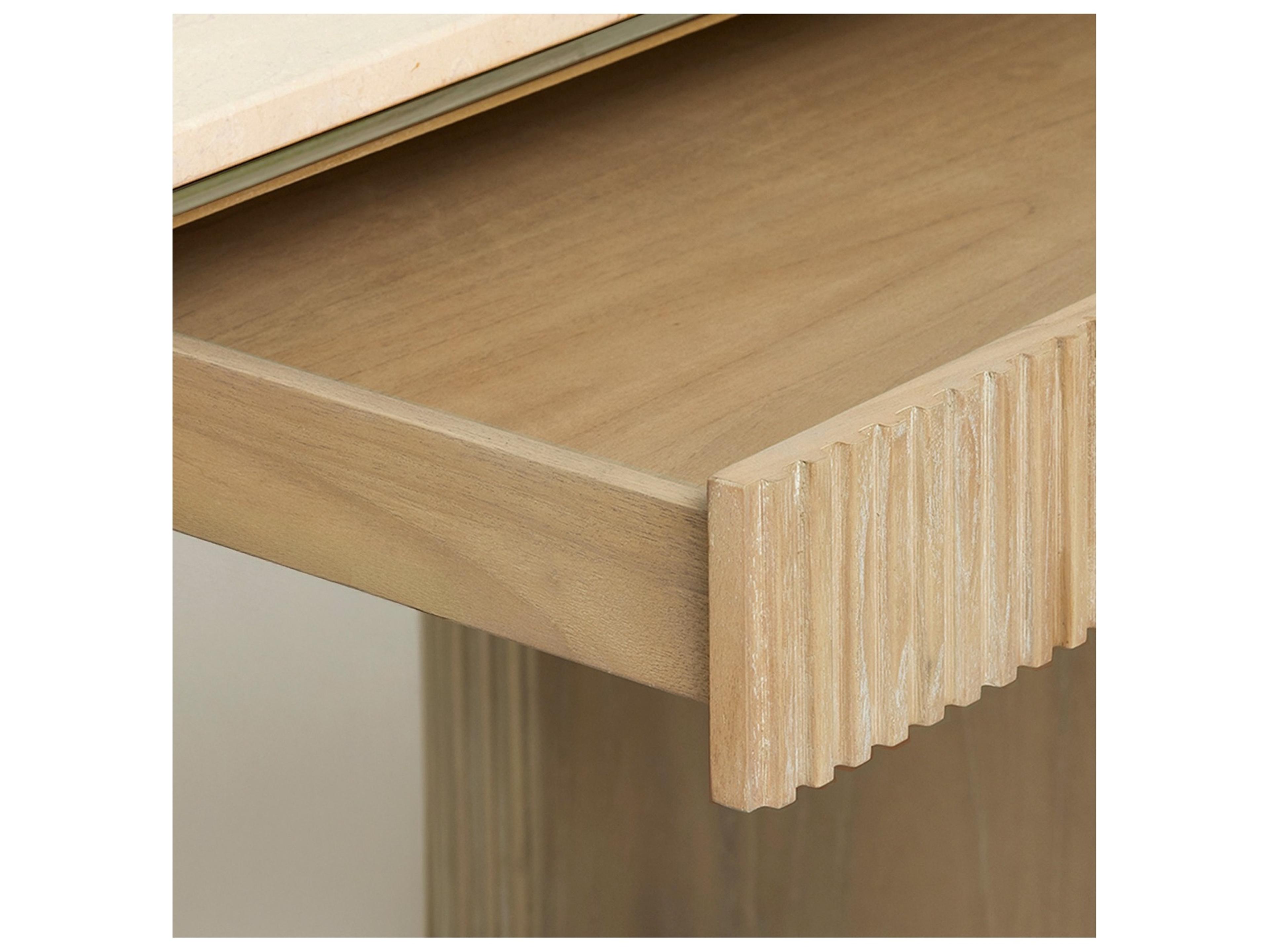 Interlude Home Morrison Husk Honey Champagne Silver Beige Mindi Wood Writing Desk