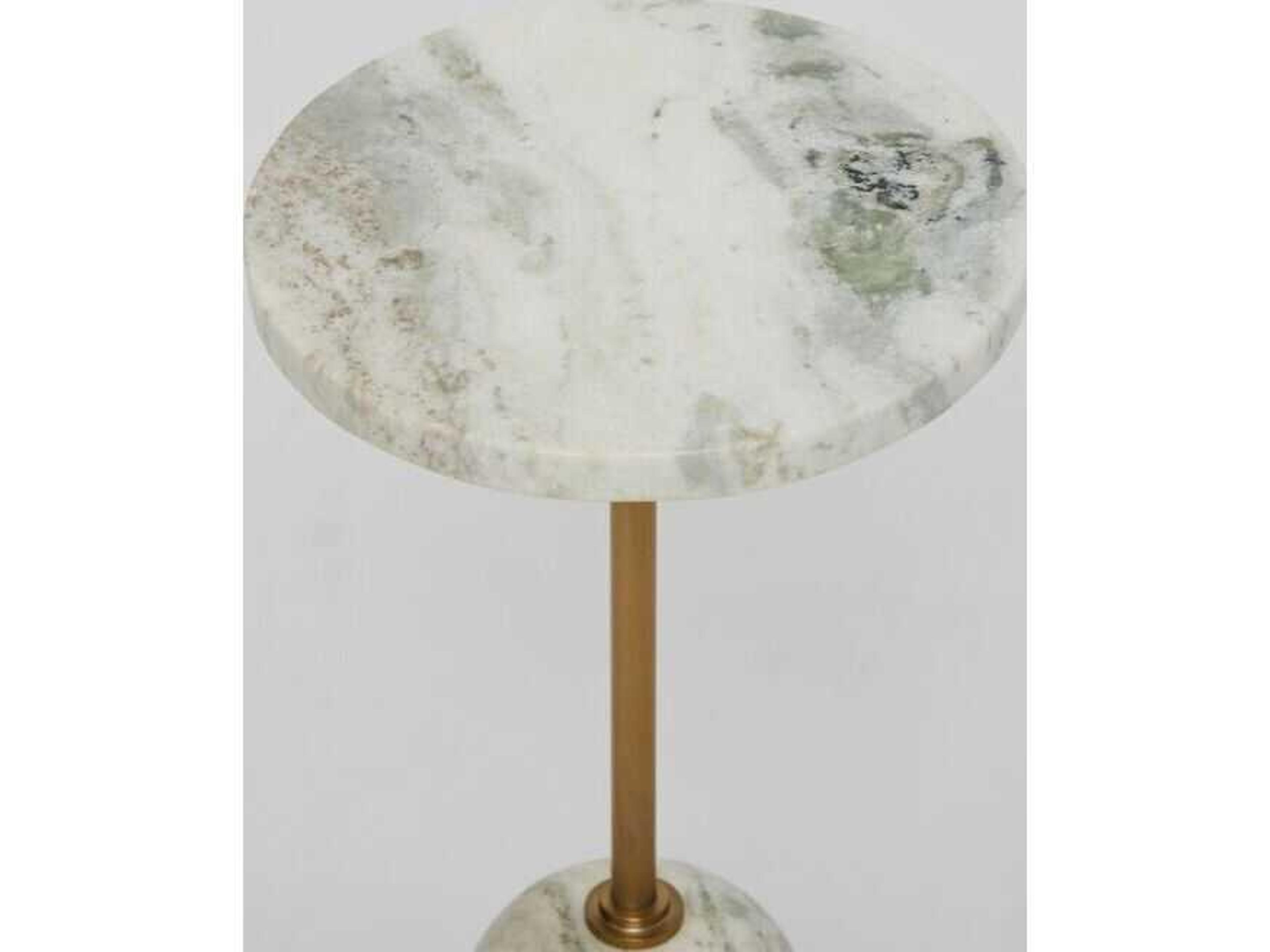 Interlude Home Pren Round Marble End Table