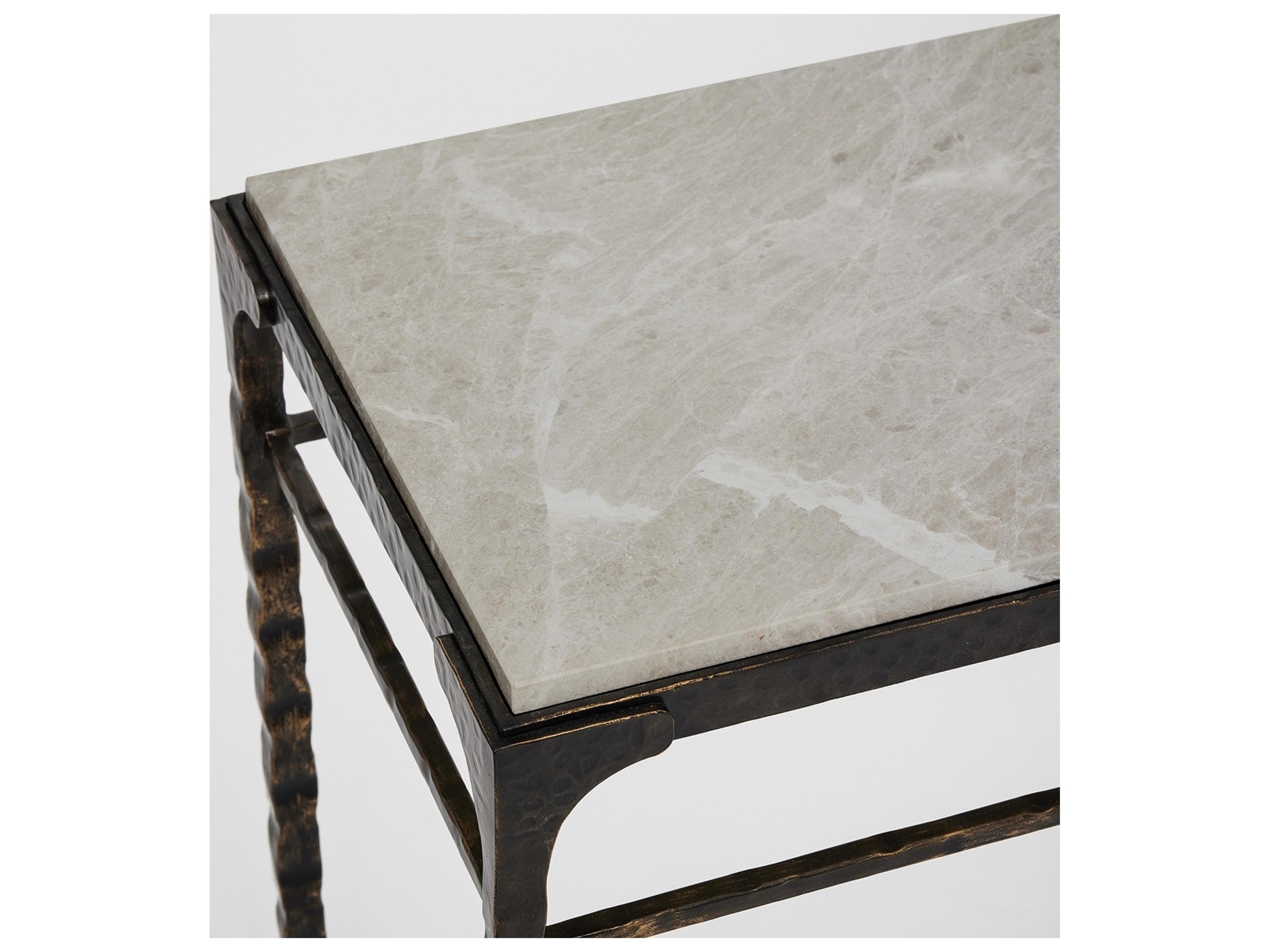 Interlude Home Channing Rectangular Marble Gilded Dark Bronze Emperador Grey Console Table