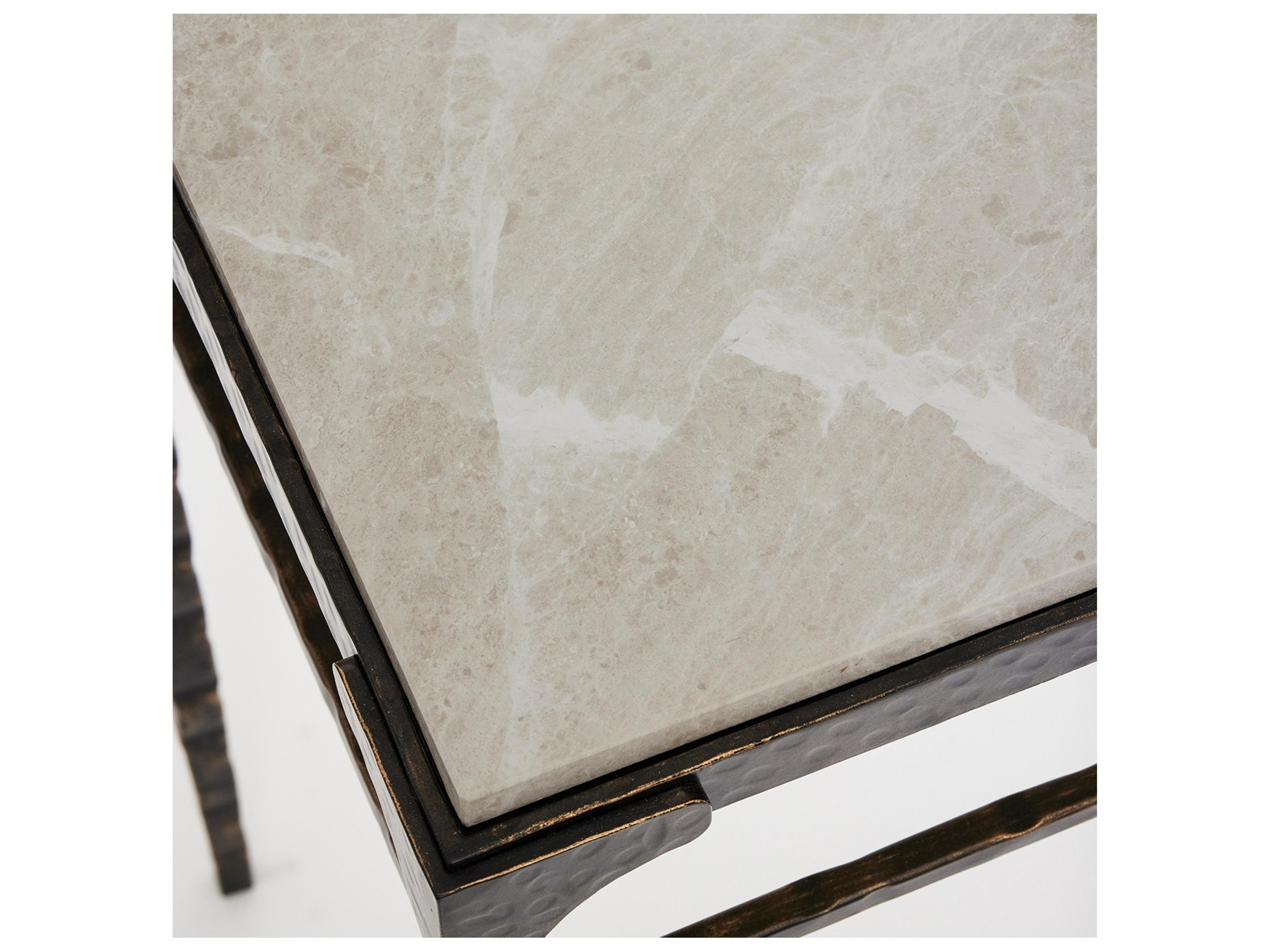 Interlude Home Channing Rectangular Marble Gilded Dark Bronze Emperador Grey Console Table