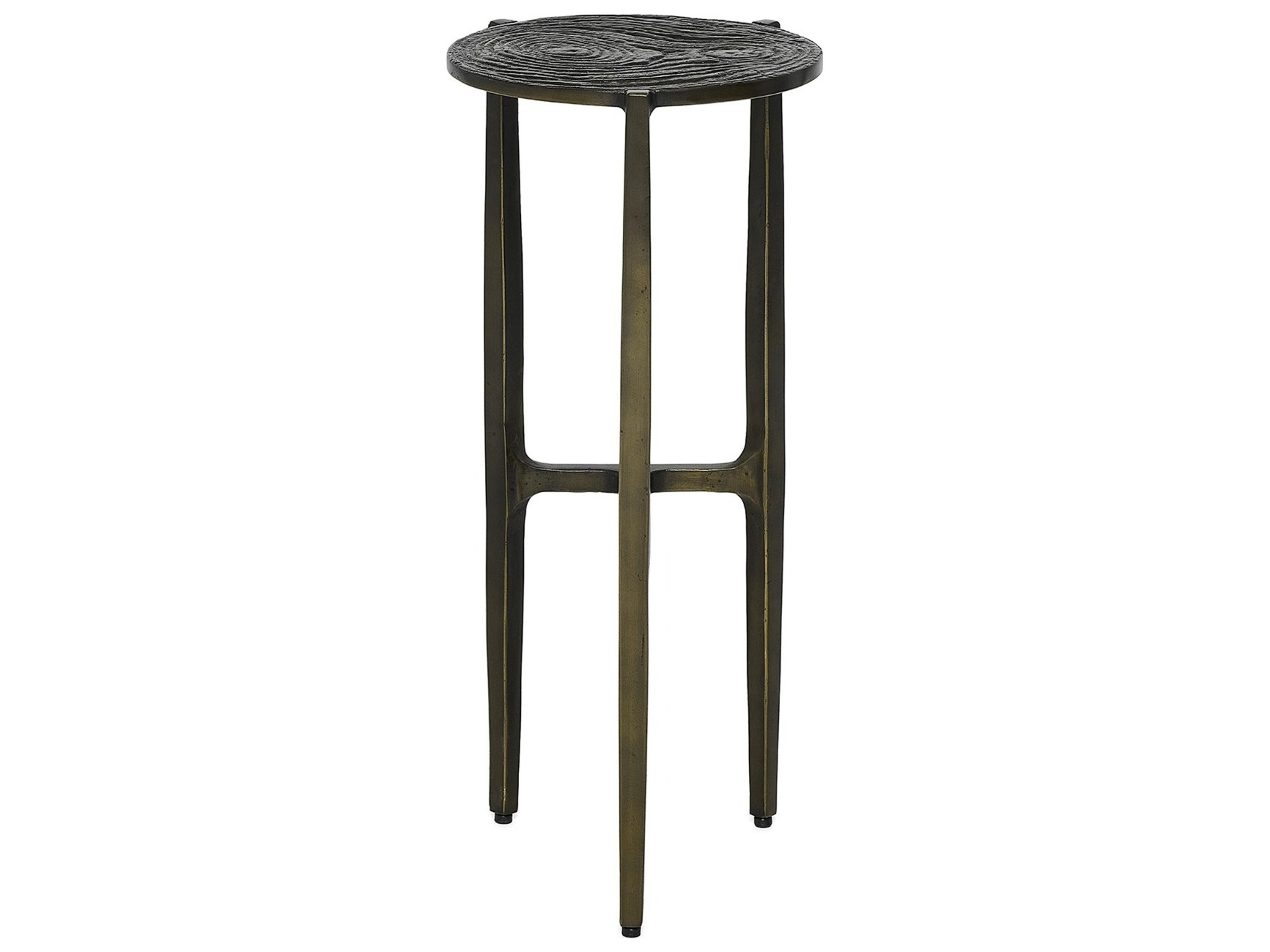 Interlude Home Ligne Round Metal Deep Bronze End Table