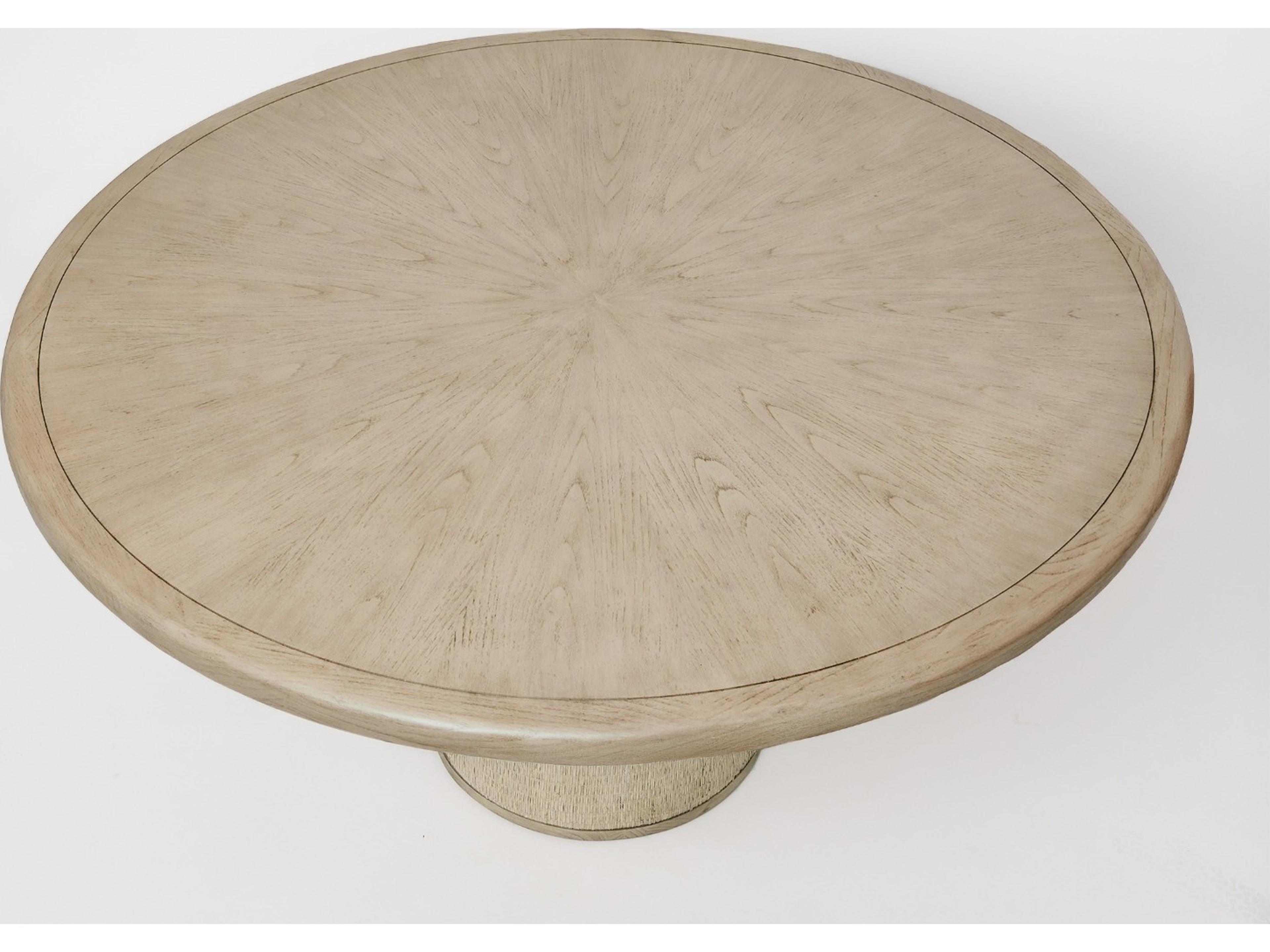 Interlude Home Harperly Round Wood Washed Taupe Satin Aged Bronze Dining Table