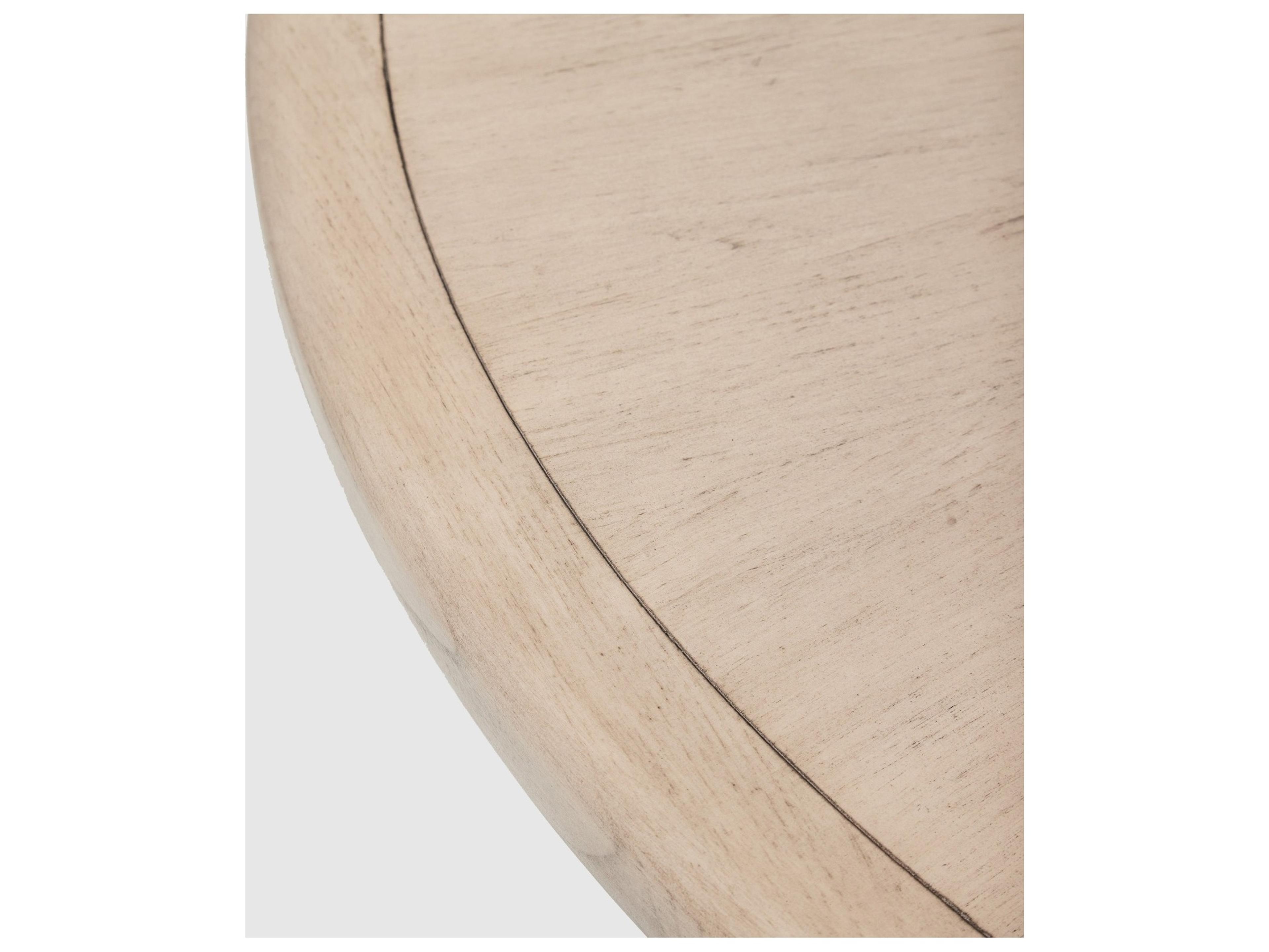 Interlude Home Harperly Round Wood Washed Taupe Satin Aged Bronze Dining Table