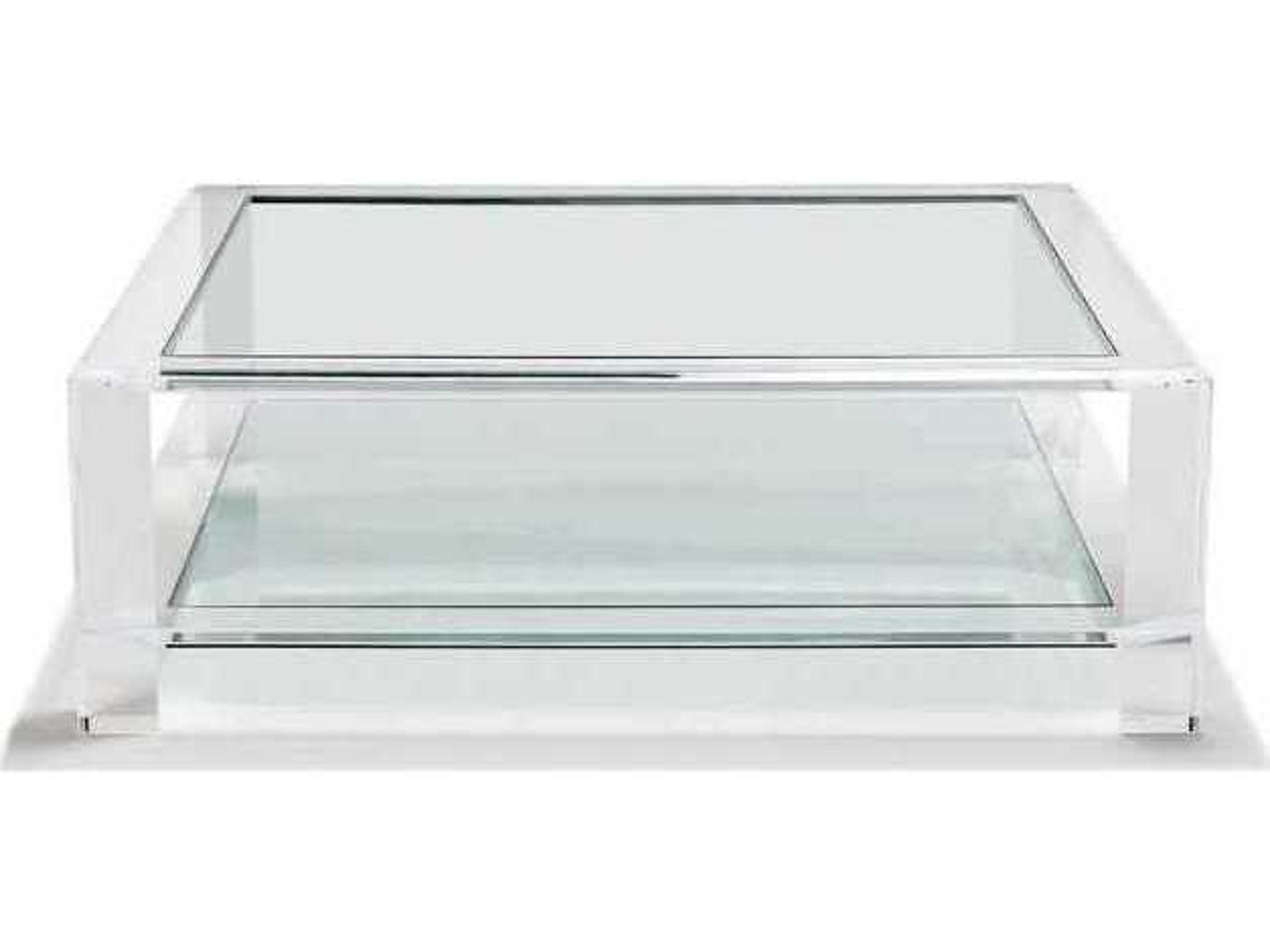Interlude Home Square Clear Glass Coffee Table