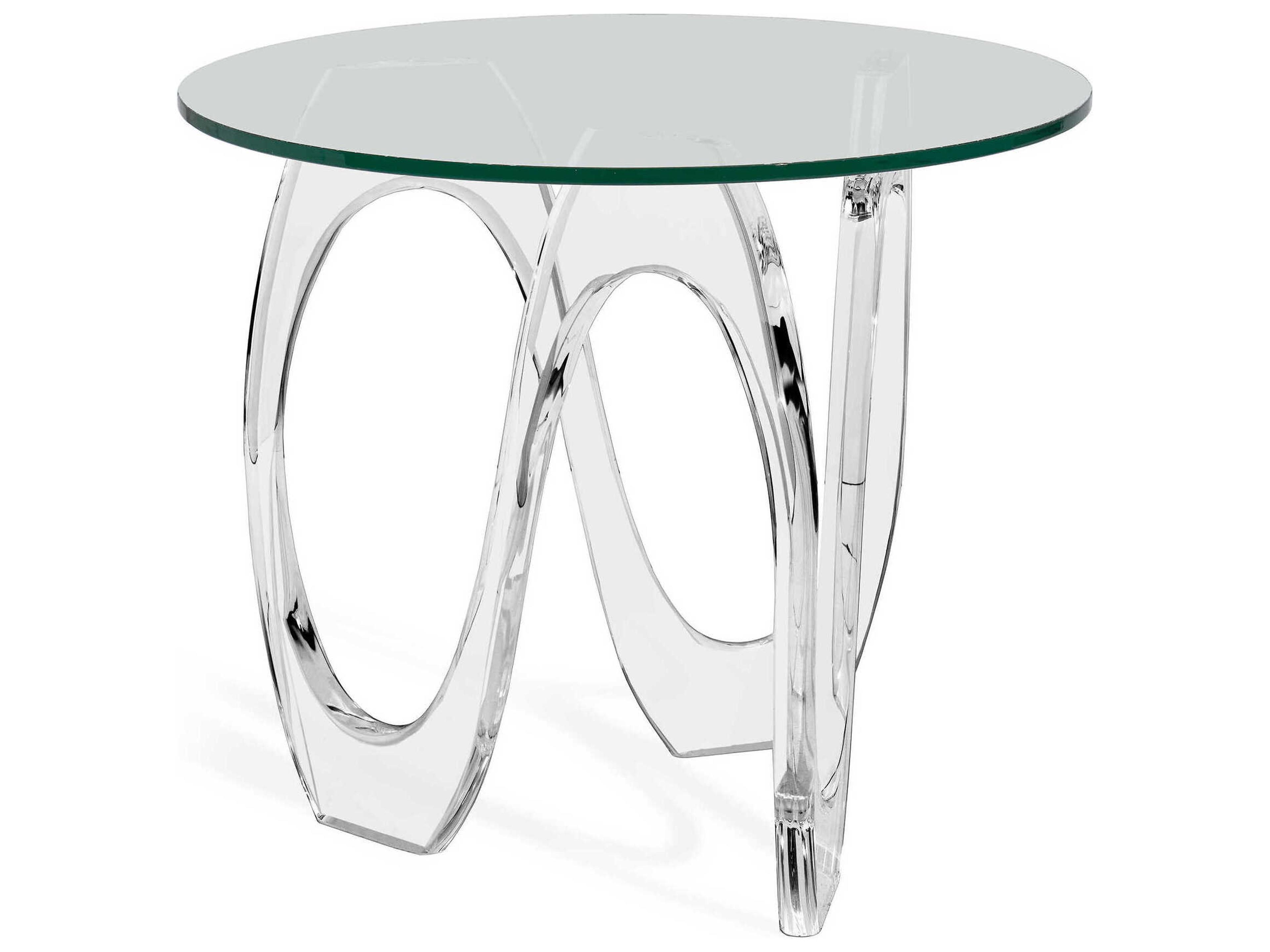 Interlude Home Westin Round Clear Crystal Glass End Table