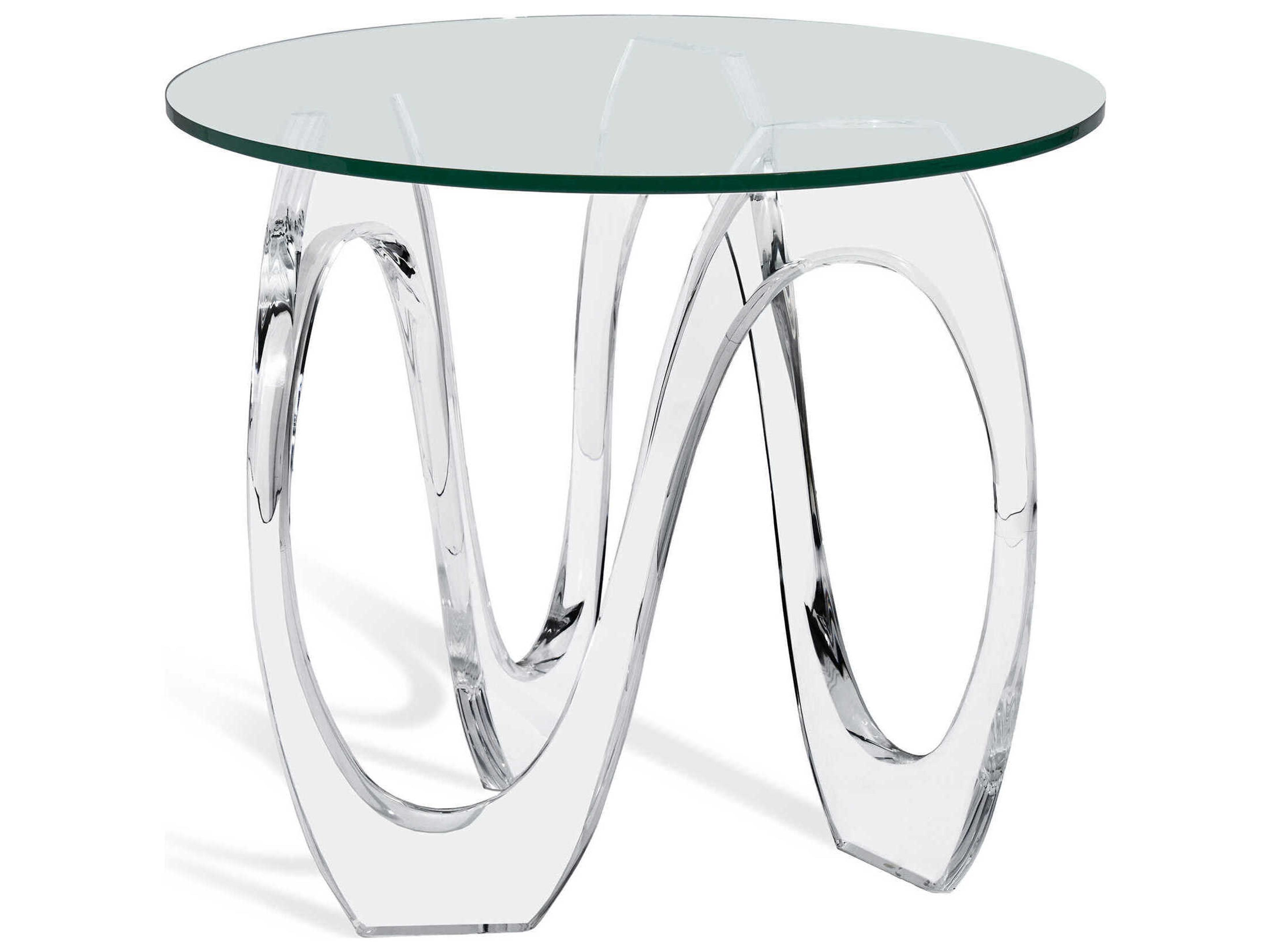 Interlude Home Westin Round Clear Crystal Glass End Table