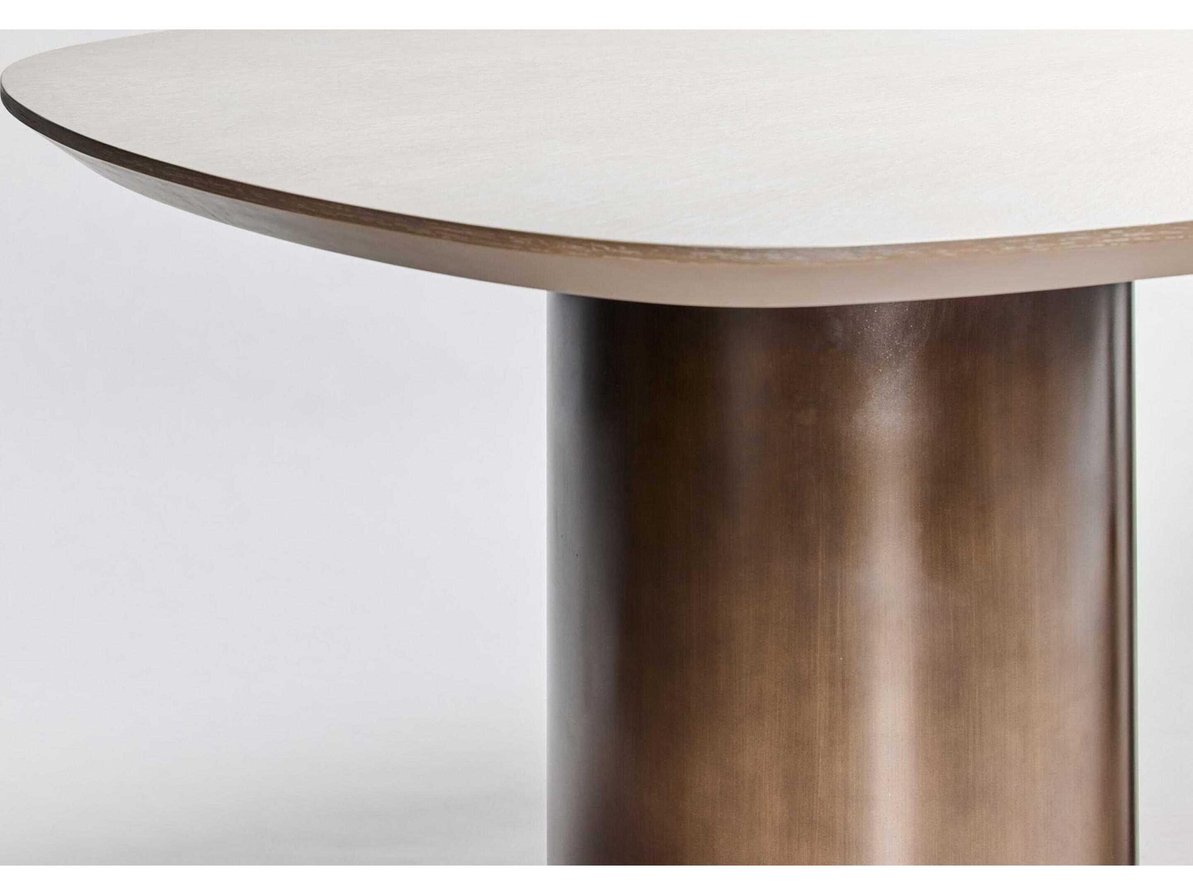 Interlude Home Becket Rectangular Wood Cliffside Grey Classic Bronze Dining Table