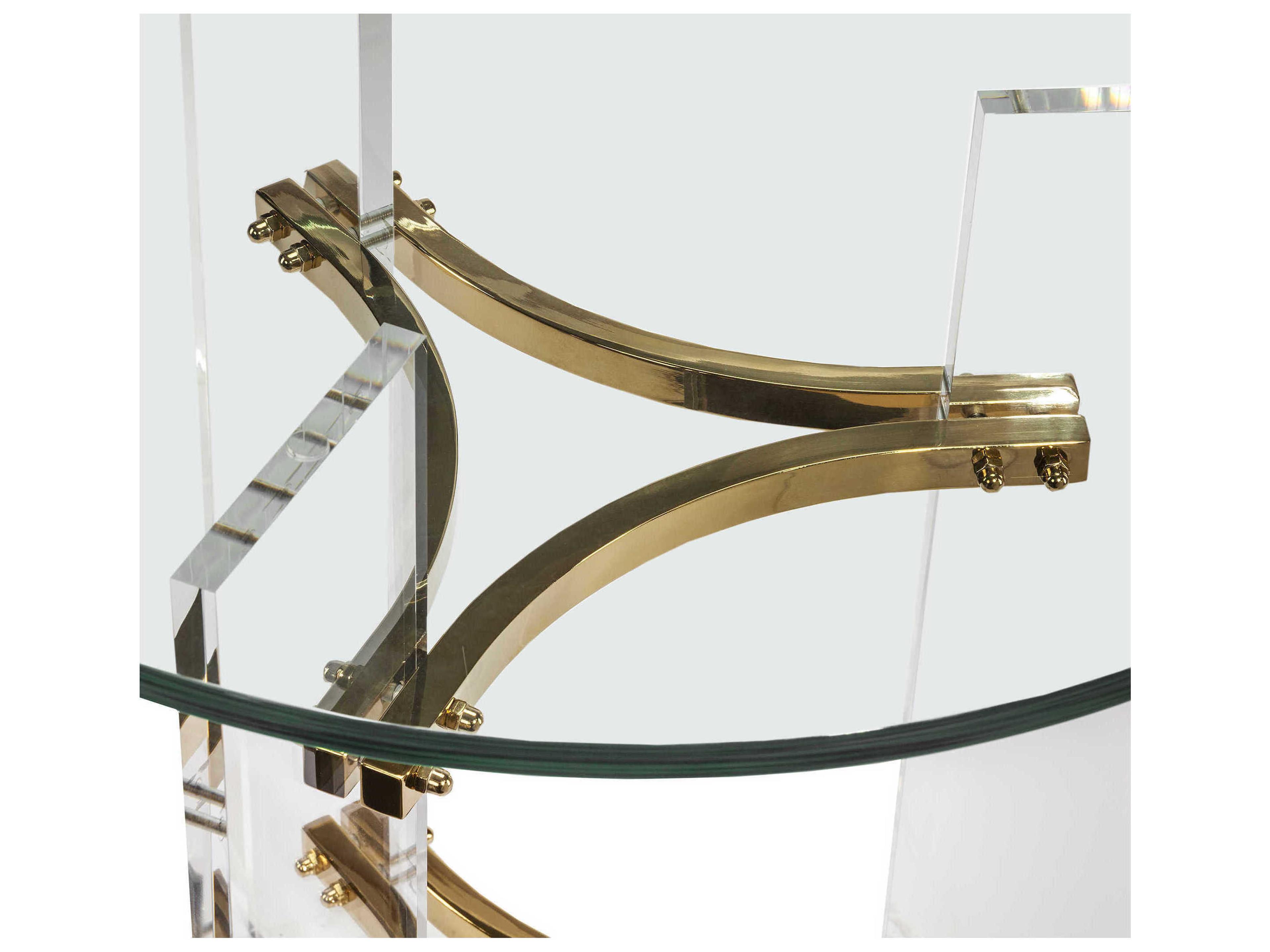 Interlude Home Tamara Round Glass Clear Polished Brass End Table