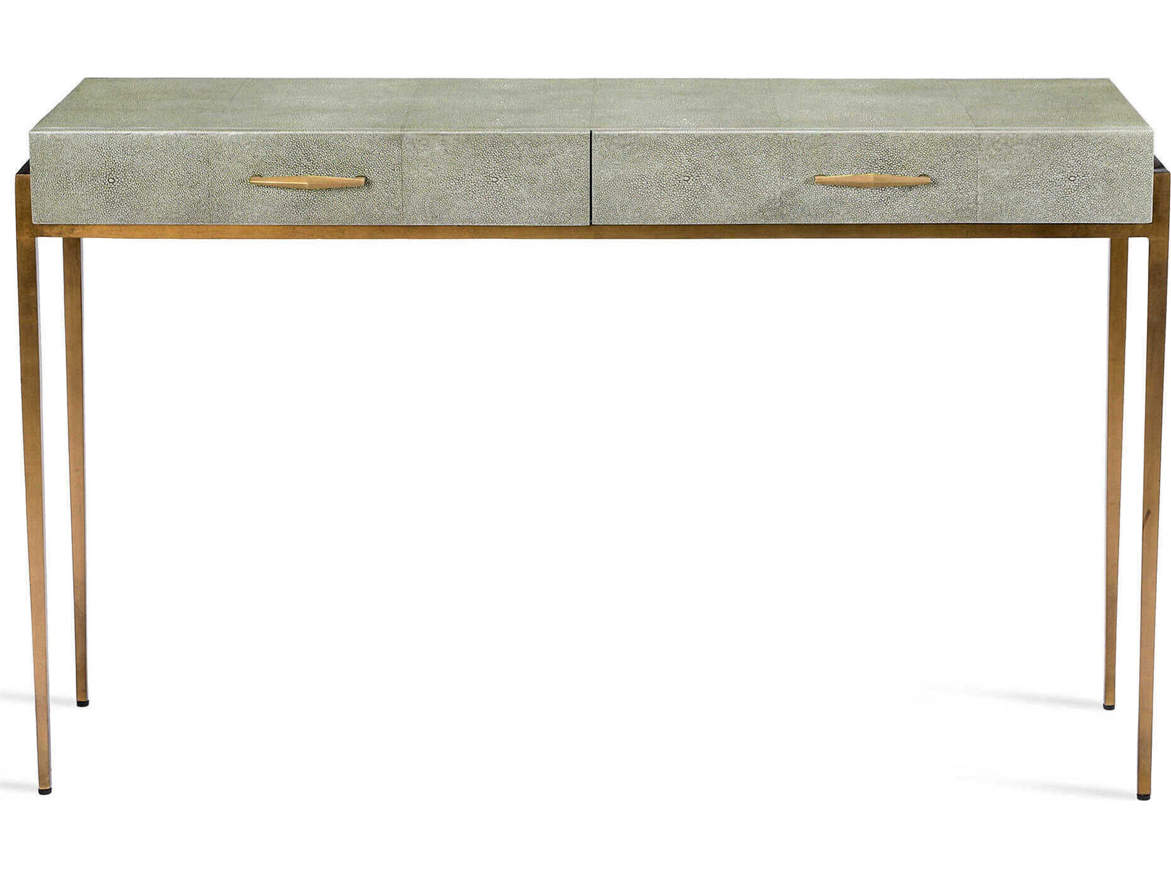 Interlude Home Morand Rectangular Leather Console Table