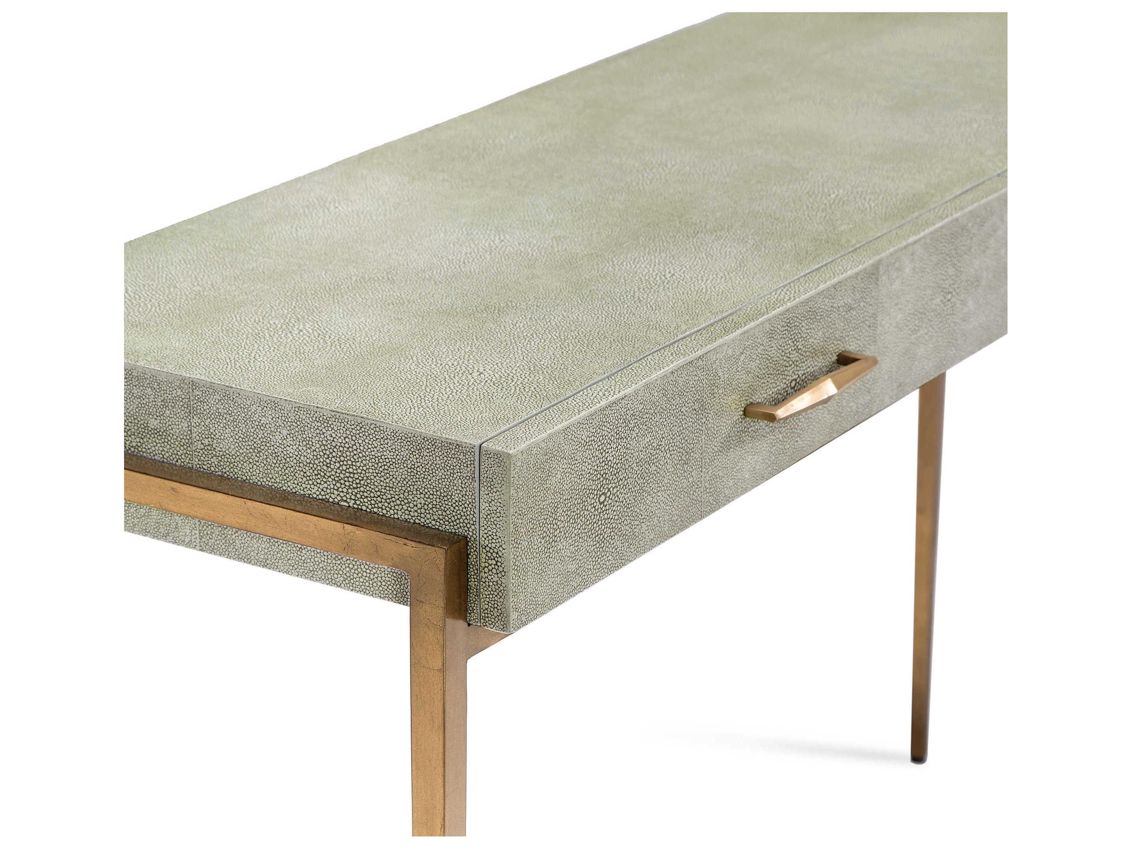 Interlude Home Morand Rectangular Leather Console Table