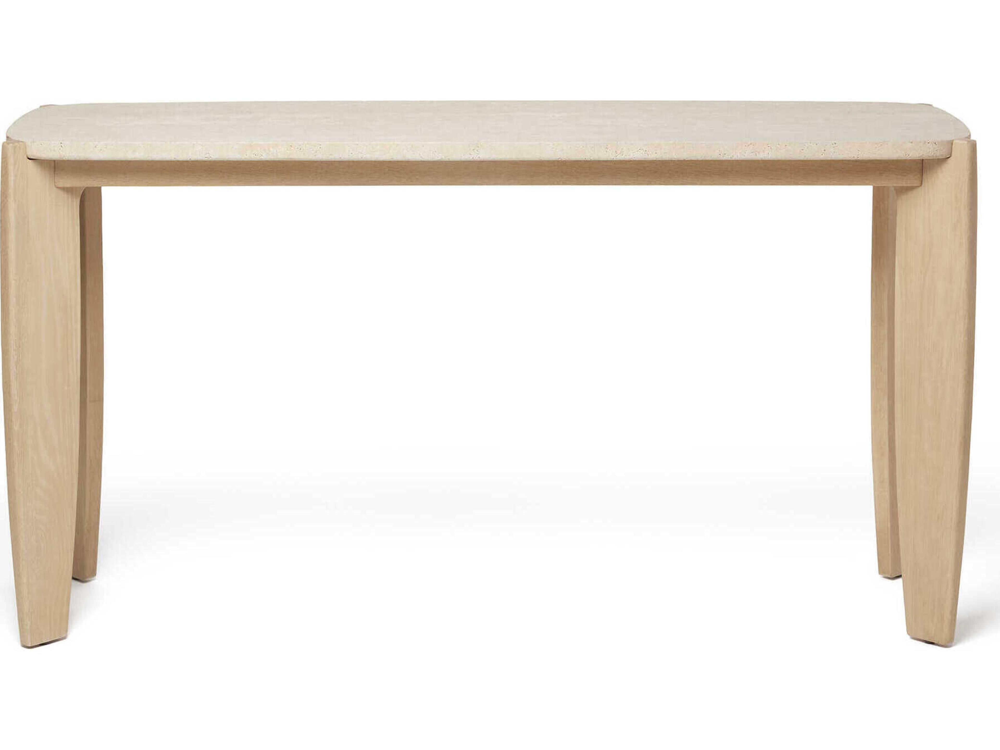 Interlude Home Rocco Rectangular Stone Raw Travertine Saddle Console Table