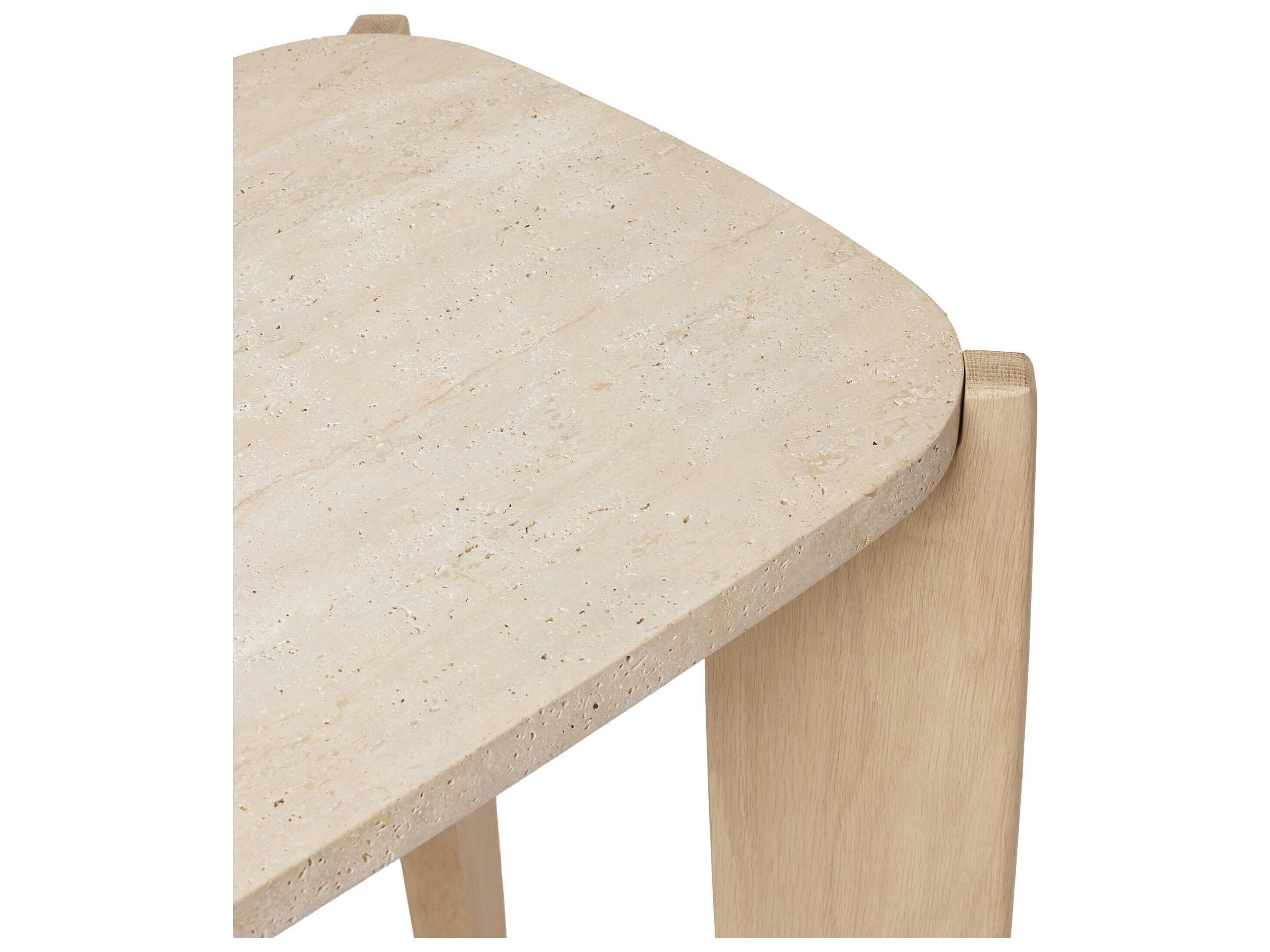 Interlude Home Rocco Rectangular Stone Raw Travertine Saddle Console Table