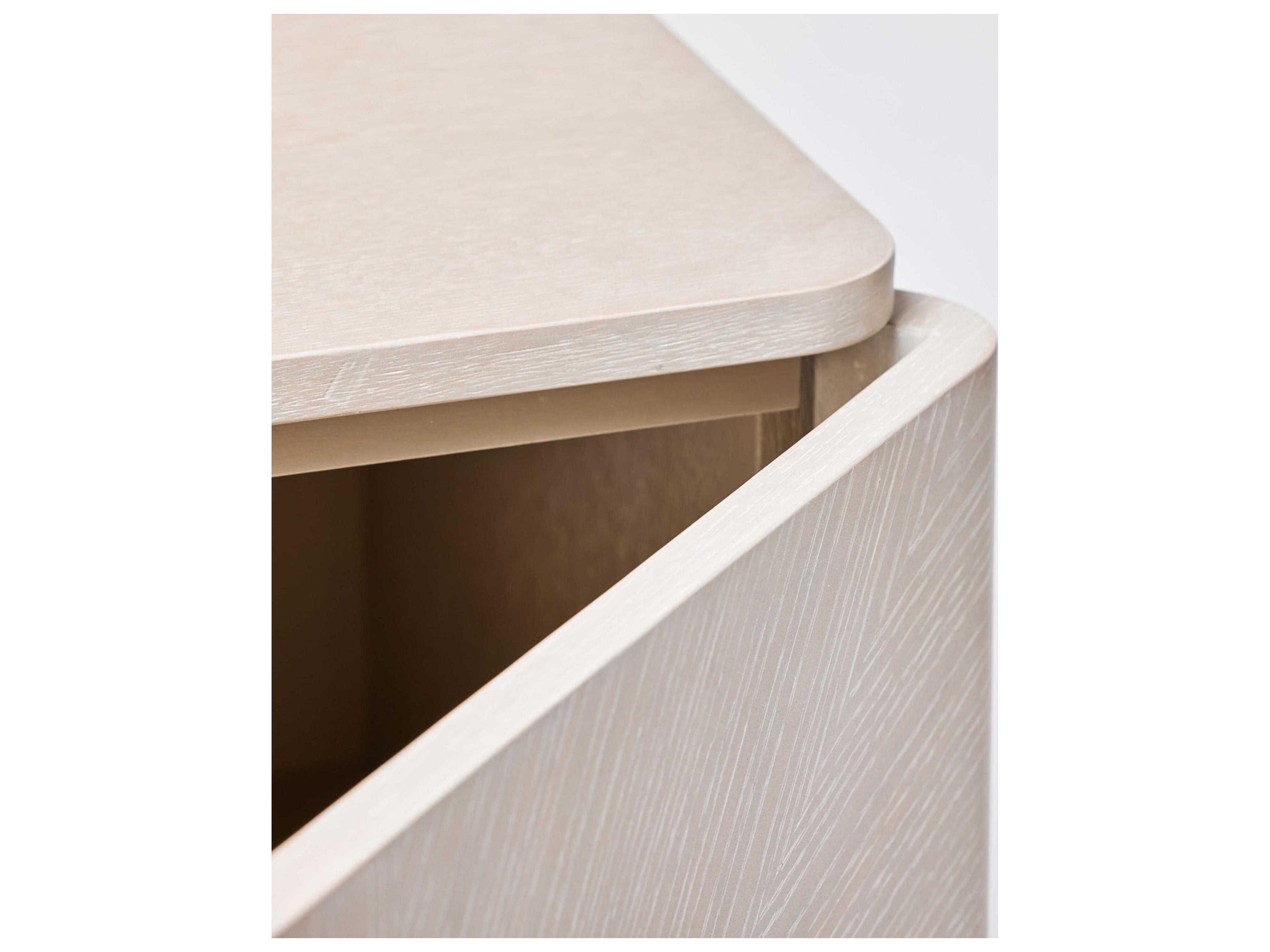 Interlude Home Cabot 71" Oak Wood Cliffside Grey Brushed Steel Credenza Sideboard