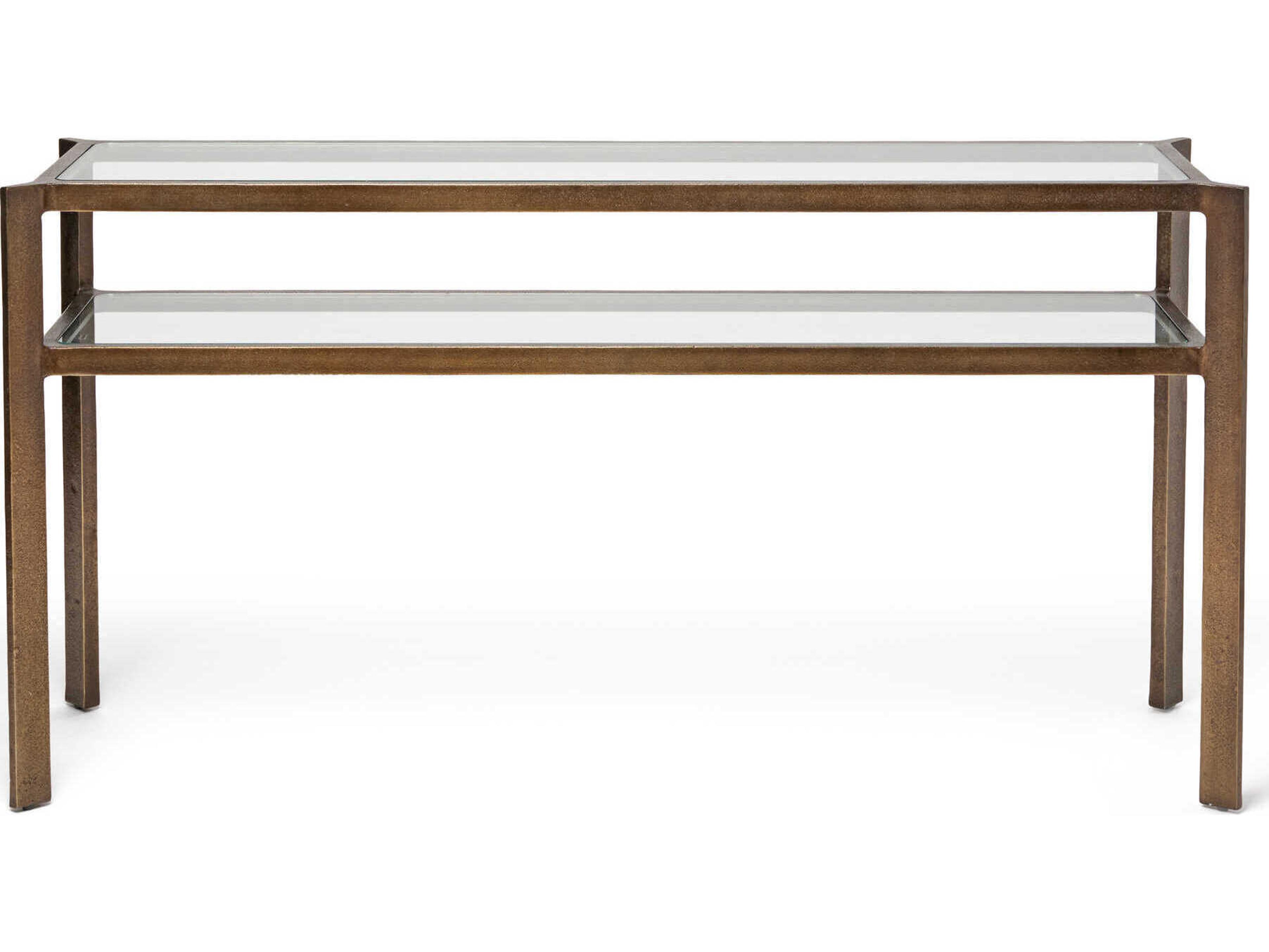 Interlude Home Linley Rectangular Deep Bronze Clear Glass Console Table