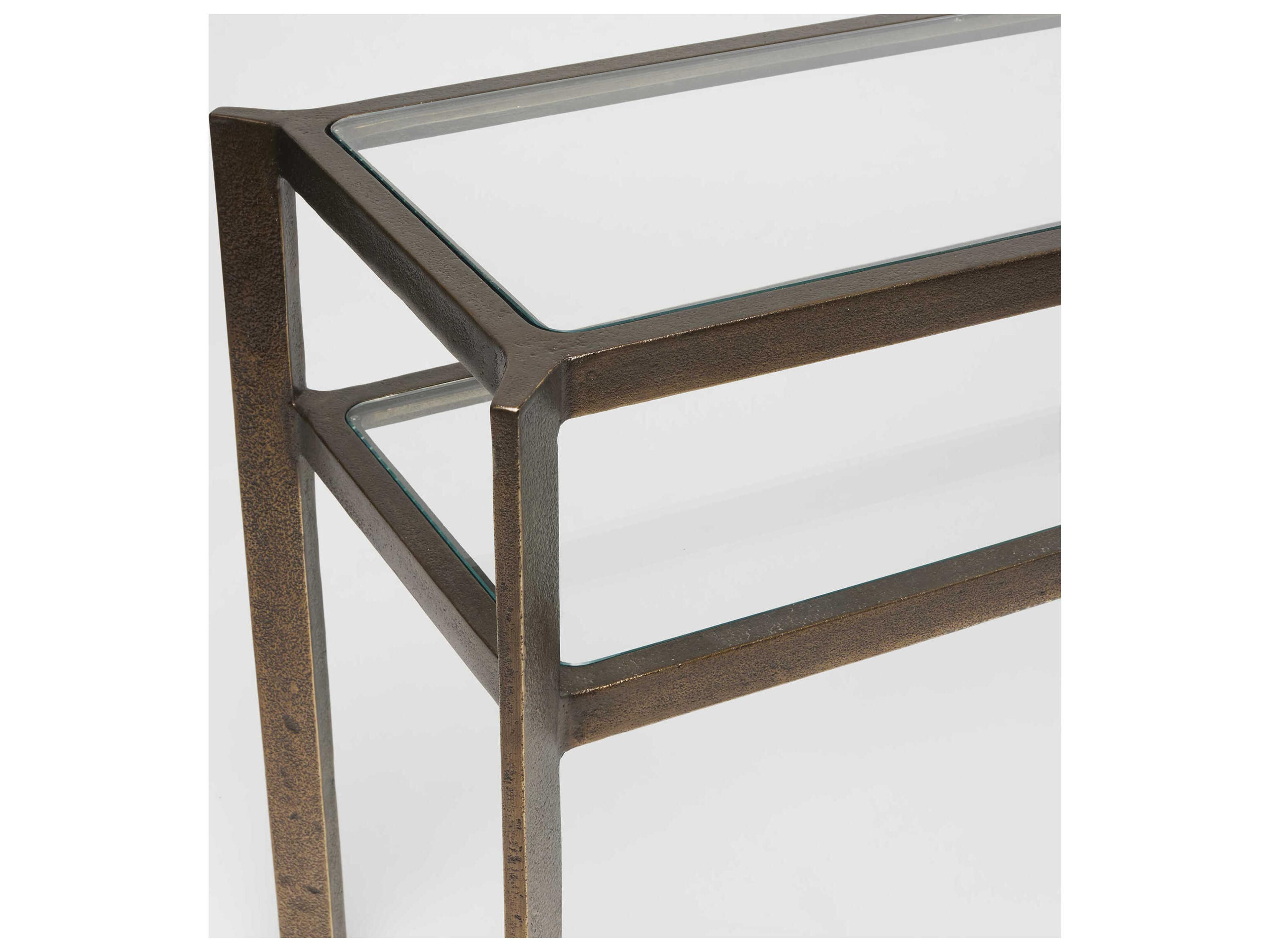 Interlude Home Linley Rectangular Deep Bronze Clear Glass Console Table