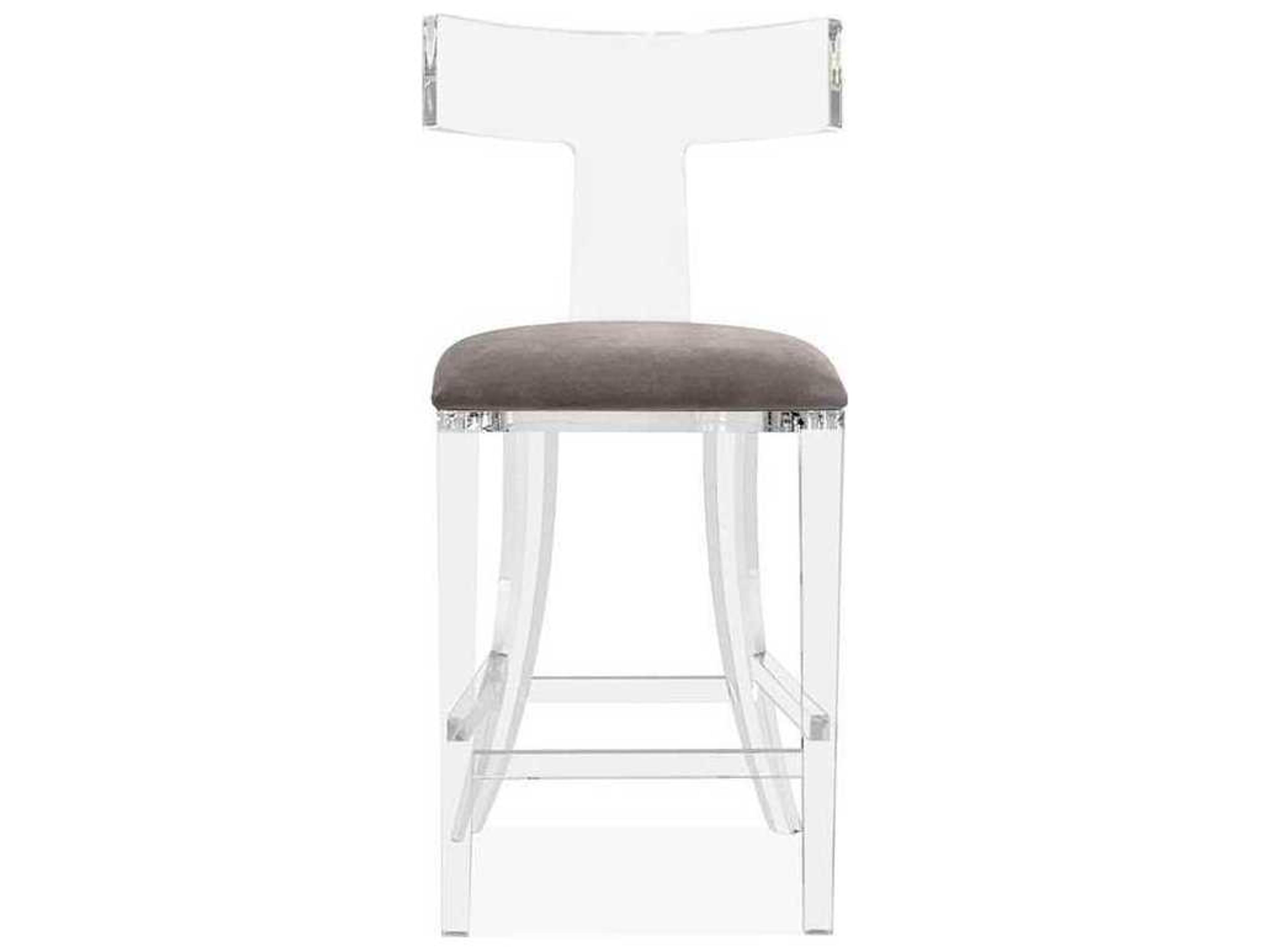 Interlude Home Tristan Upholstered Clear Nimbus Grey Counter Stool
