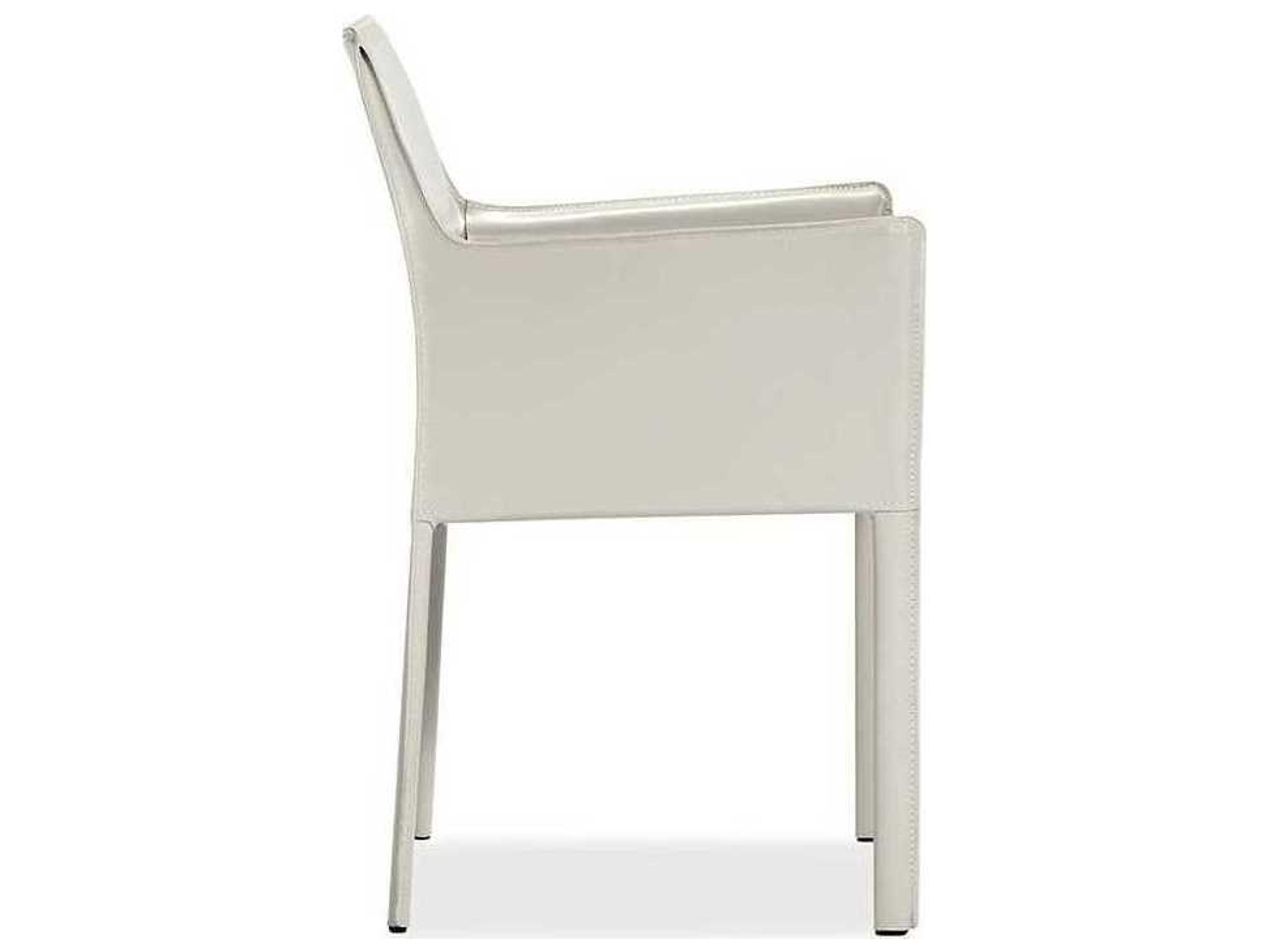 Interlude Home Leather Beige Upholstered Arm Dining Chair