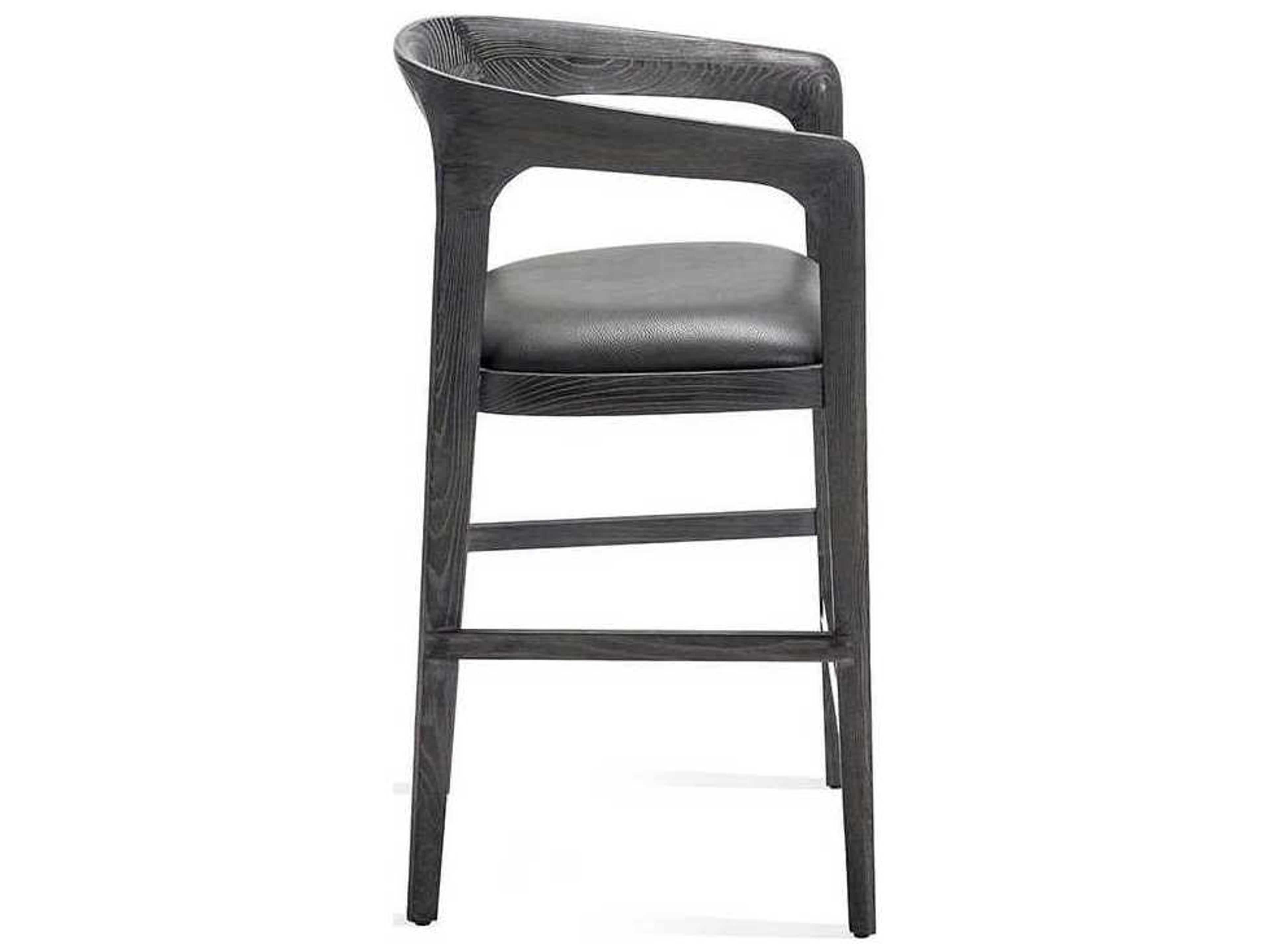 Interlude Home Ash Wood Charcoal Ceruse Slate Grey Counter Stool