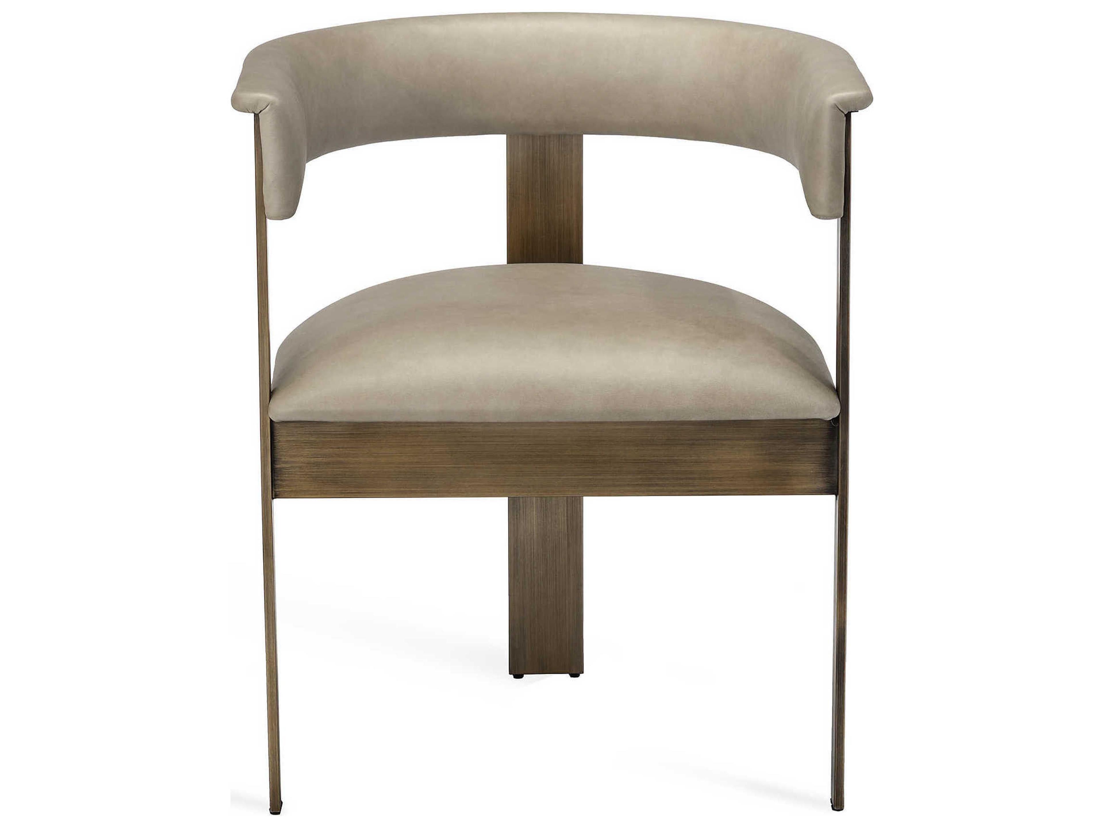 Interlude Home Darcy Leather Beige Upholstered Arm Dining Chair