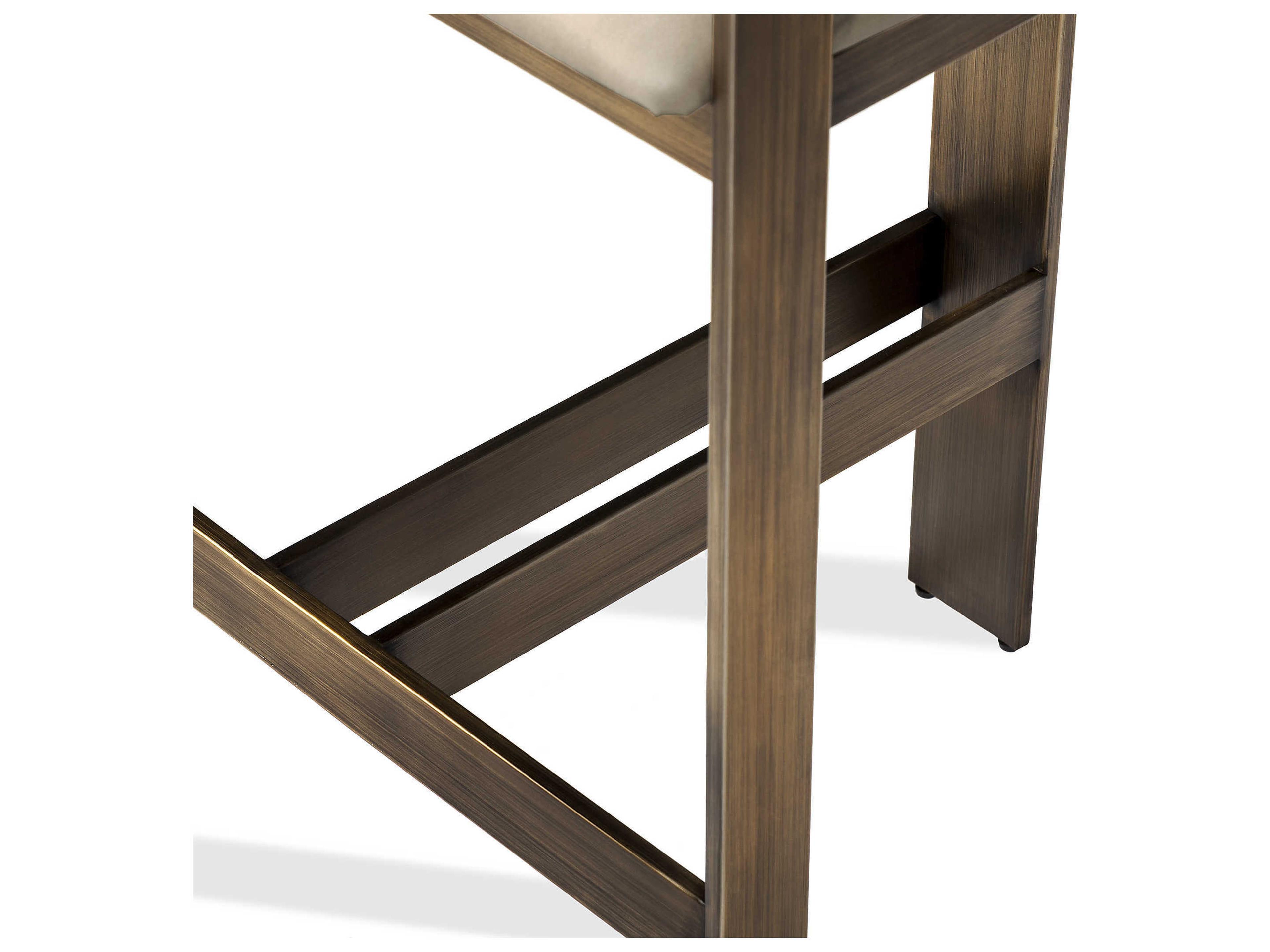 Interlude Home Darcy Leather Antique Bronze Fawn Taupe Counter Stool