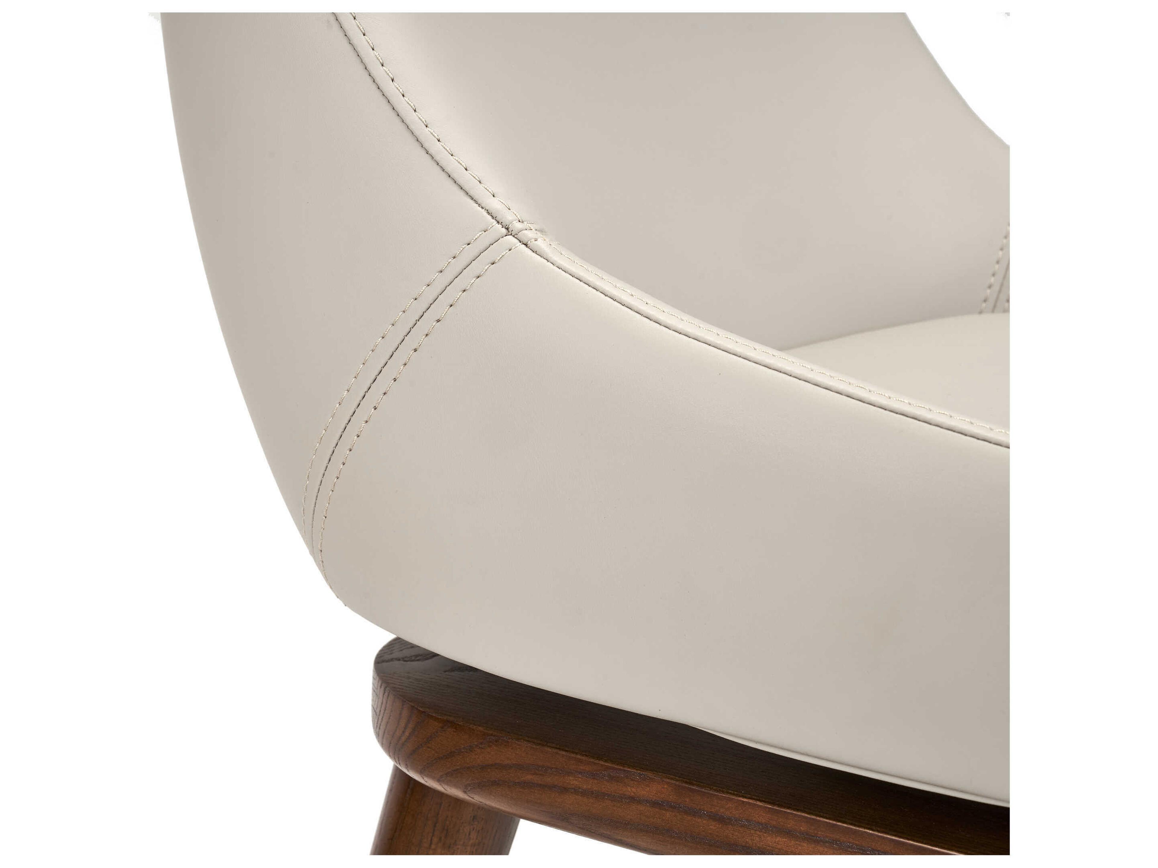 Interlude Home Harper Walnut St Tropez Grey Satin Nickel Leather Swivel Ash Wood Counter Stool