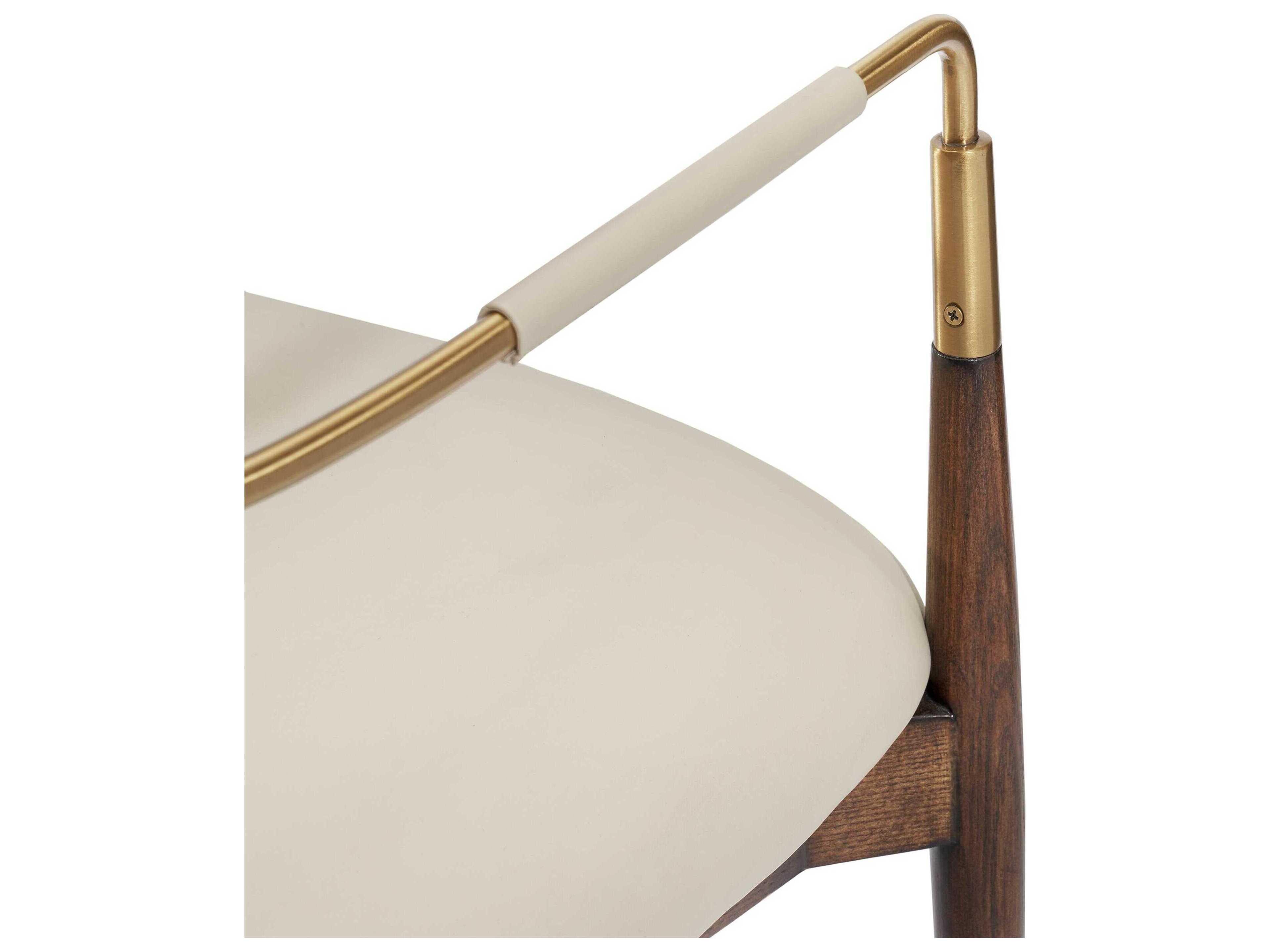 Interlude Home Cidra Walnut Wood Beige Arm Dining Chair