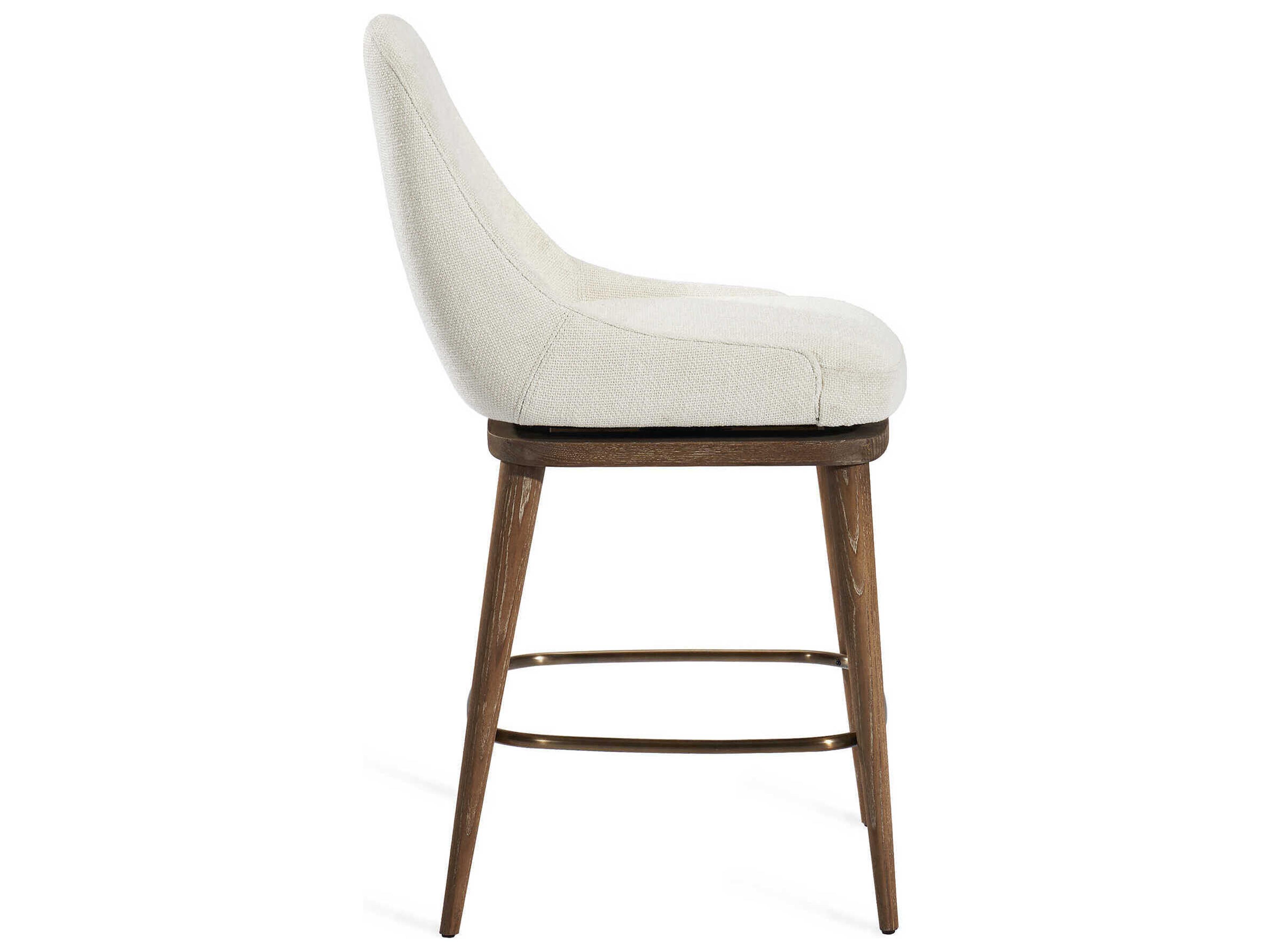 Interlude Home Harper Swivel Upholstered Autumn Brown Oyster Antique Bronze Counter Stool