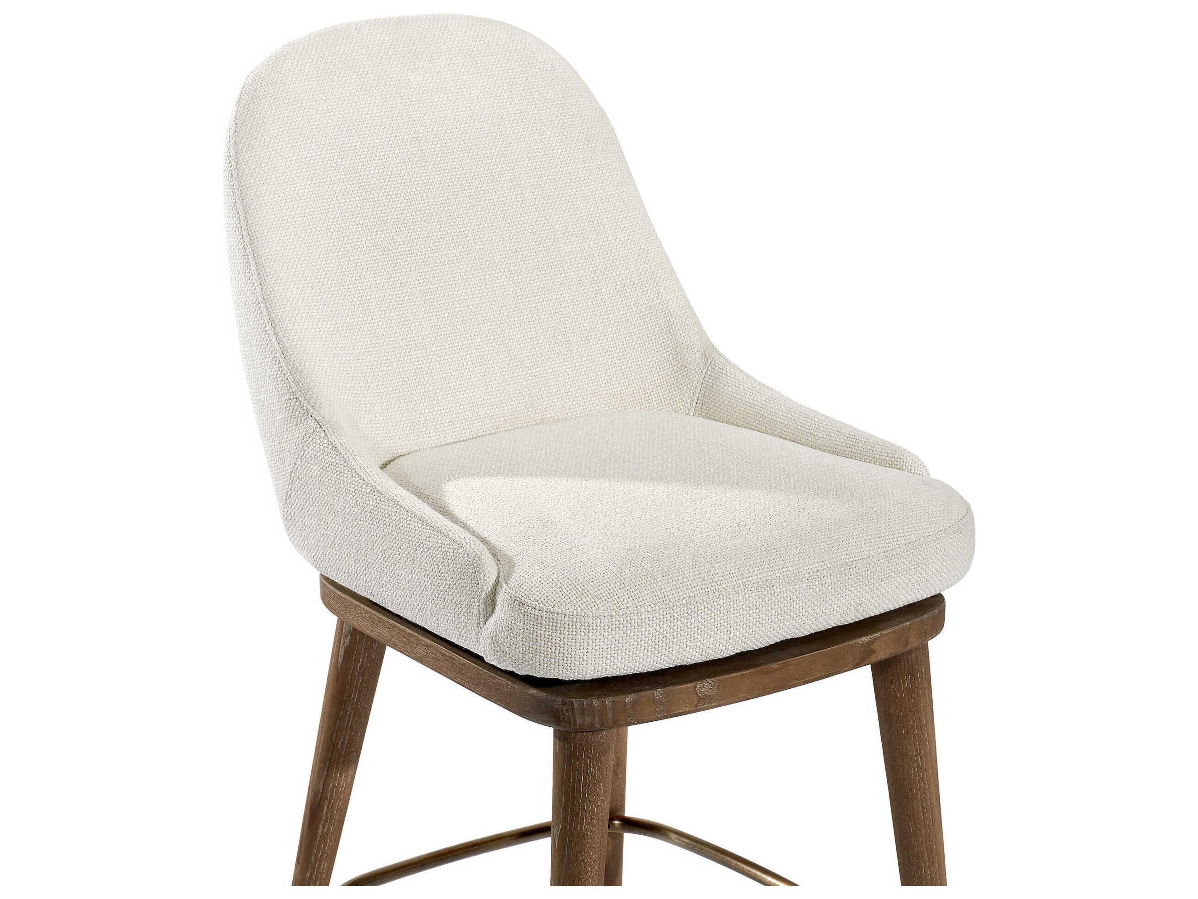 Interlude Home Harper Swivel Upholstered Autumn Brown Oyster Antique Bronze Counter Stool